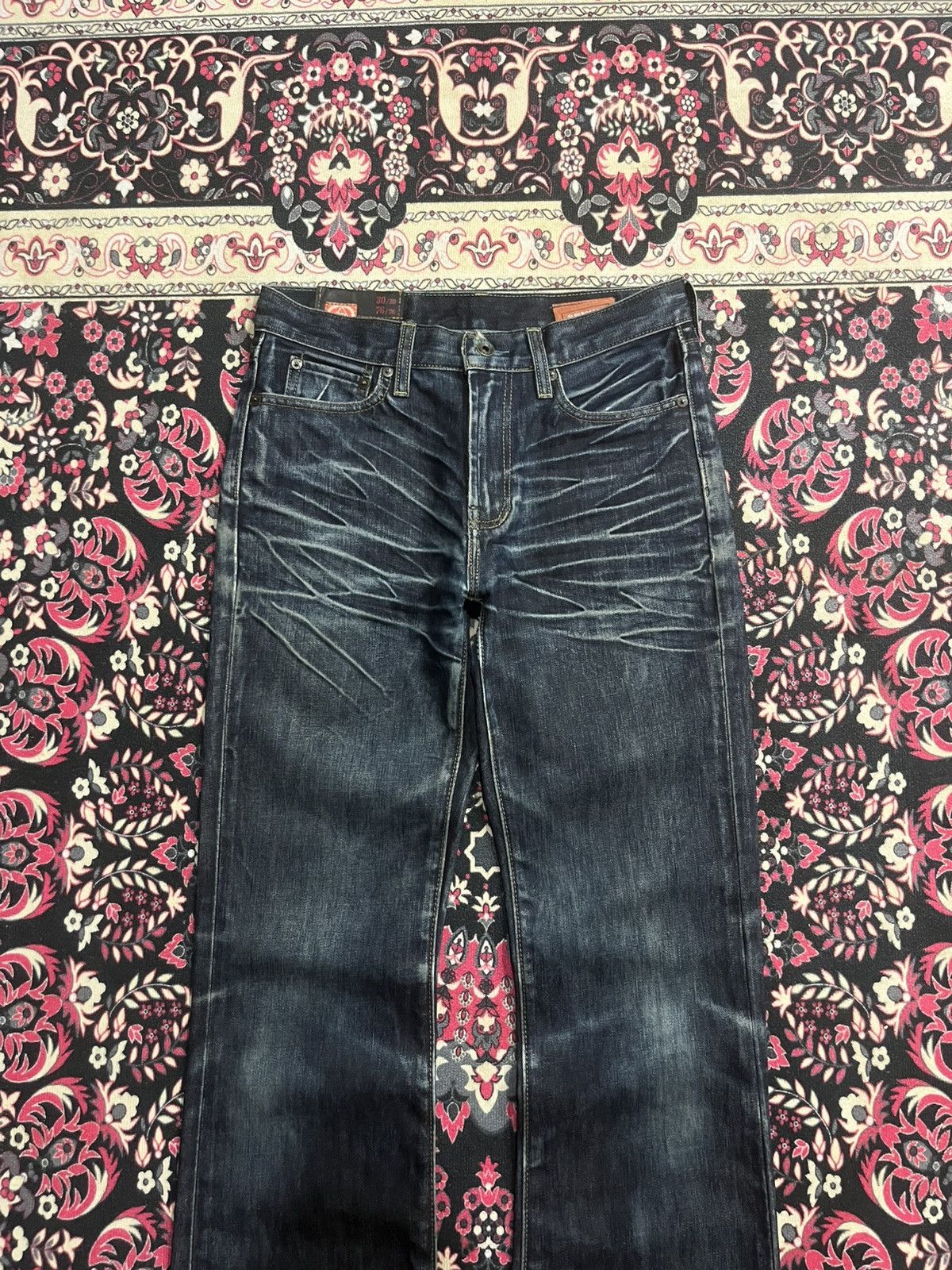 Tornado Mart Gap 1969 Dark Blue Whisker Washed Slim Boot Cut Jeans Size US 30 / EU 46 - 3 Thumbnail