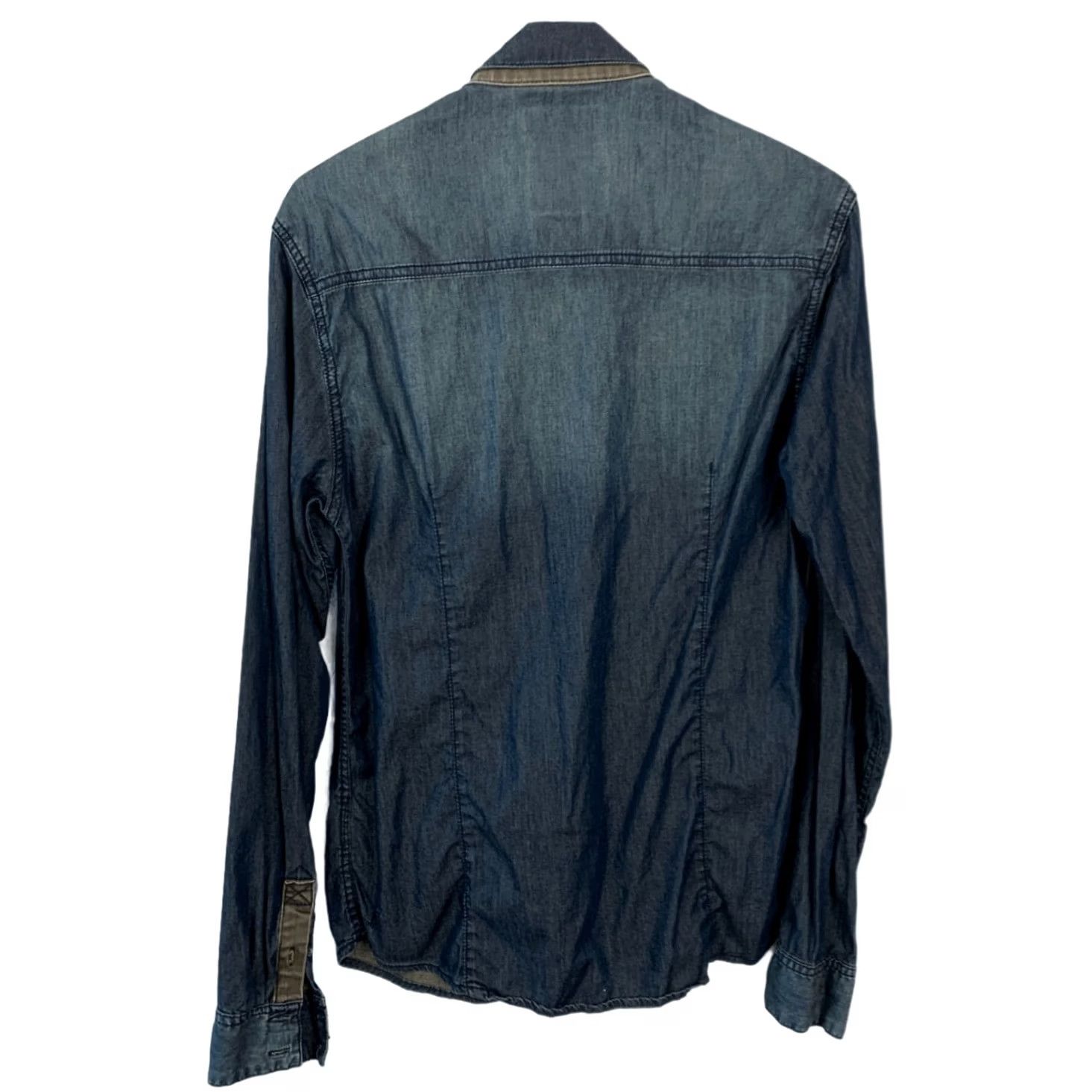 Denime True Prodigy Shirt Men's Dark Blue S Denim Chambray Cotton Button-Down Long Sleeve Casual Solid Size US S / EU 44-46 / 1 - 7 Thumbnail