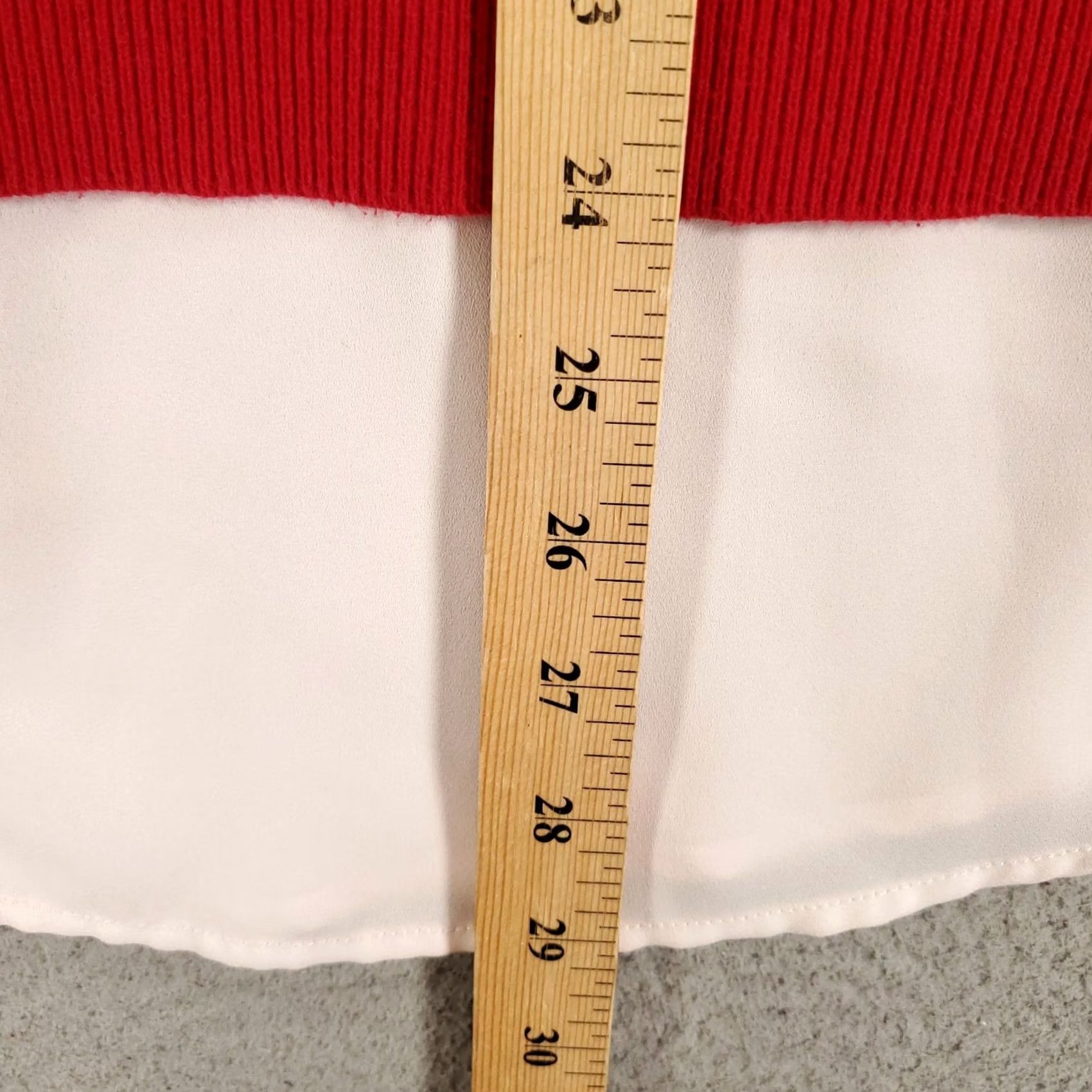 Vintage John Mark Womens Medium Red White Lining Knit Pullover Two Piece Set Top Blouse Tunic Casual Sleeve Round Neck Size M / US 6-8 / IT 42-44 - 4 Thumbnail