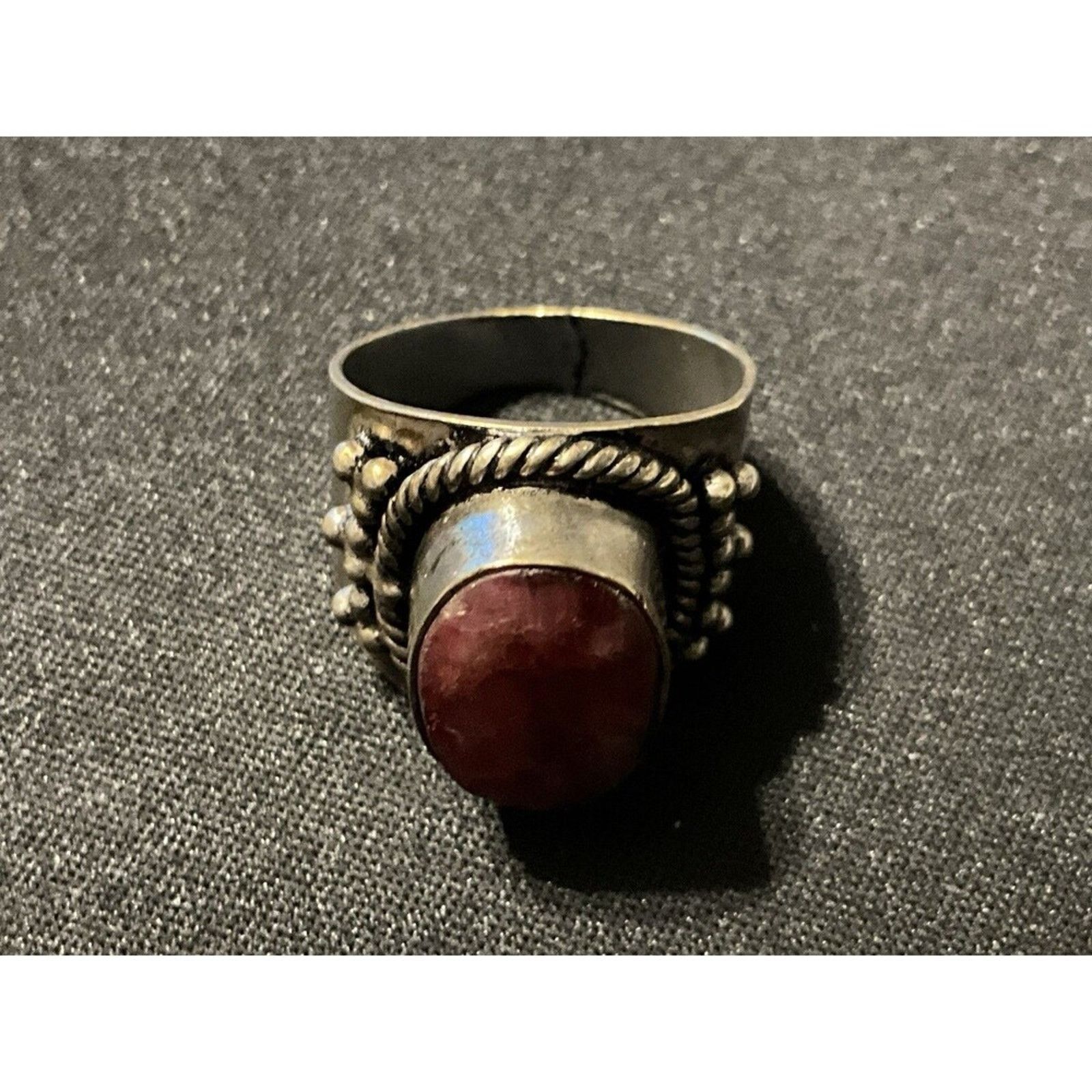 Other 925 Faceted Cabachon Ruby Ornate Rope Size 8.5 Size ONE SIZE - 2 Thumbnail