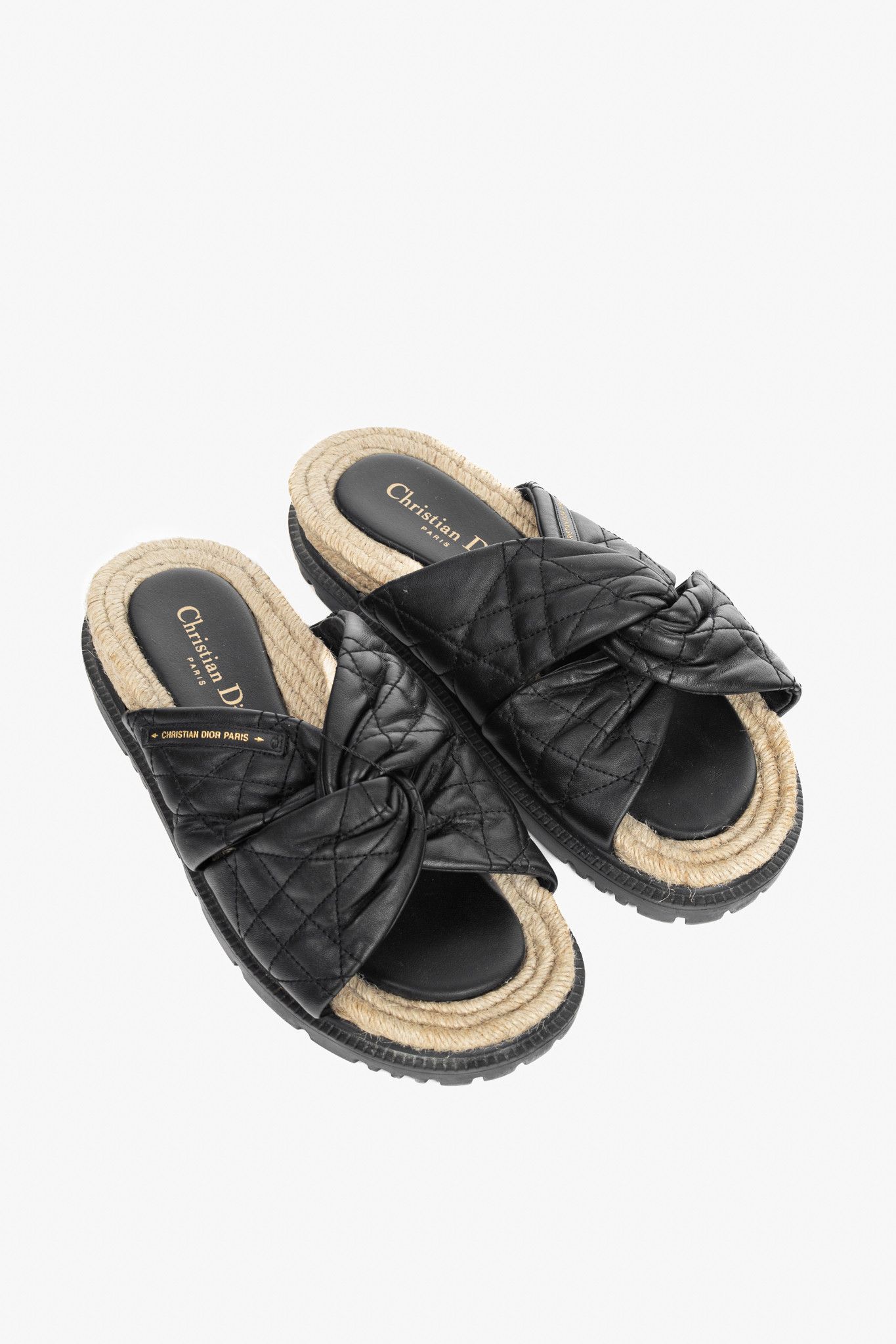 Dior Christian Dior DTwist Black Cannage Quilted Slide Sandals Size US 8.5 / IT 38.5 - 1 Thumbnail