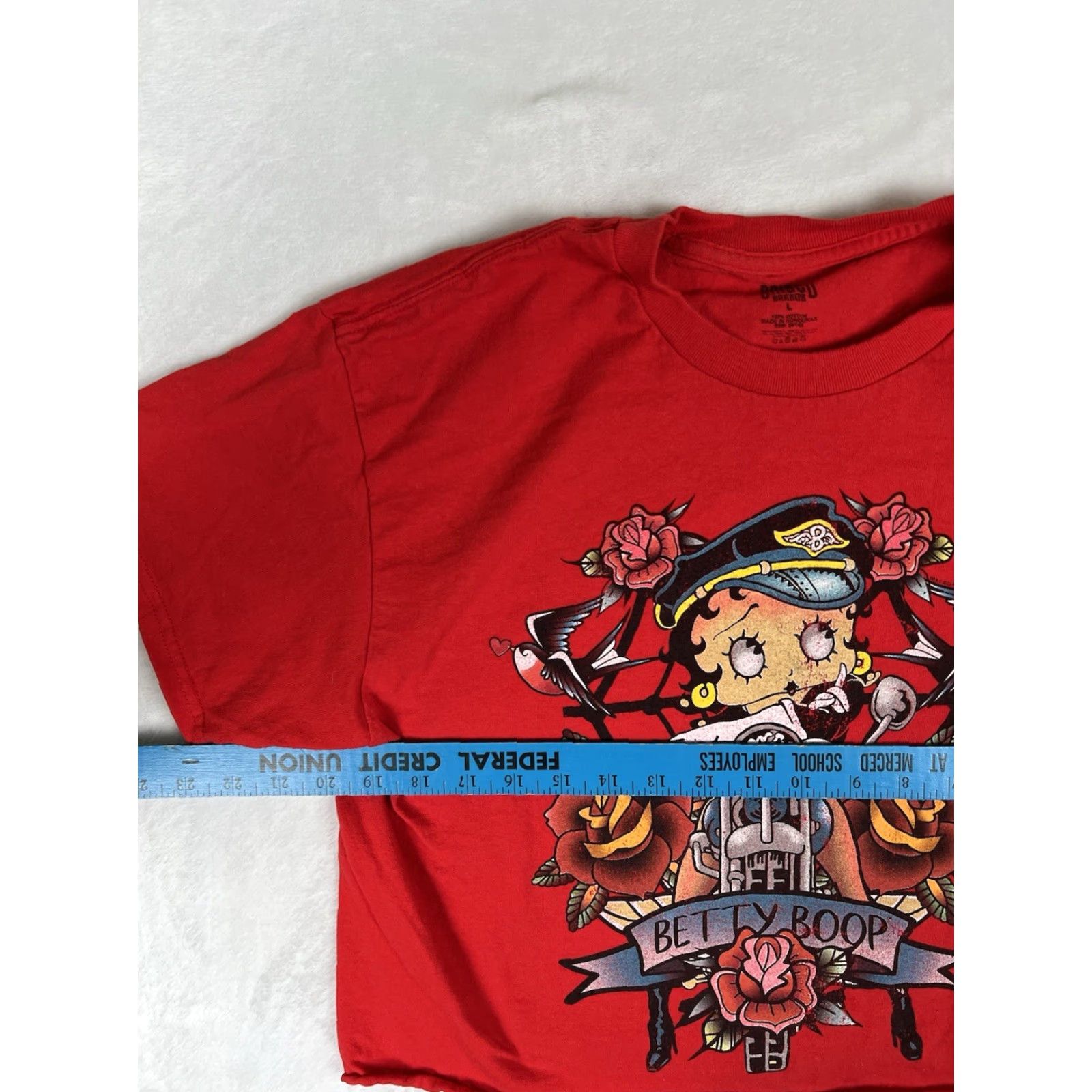 Vintage Betty Boop Crop Top T-Shirt Women's L Red Biker Retro Y2K 90s Cropped Shirt Size L / US 10 / IT 46 - 4 Thumbnail