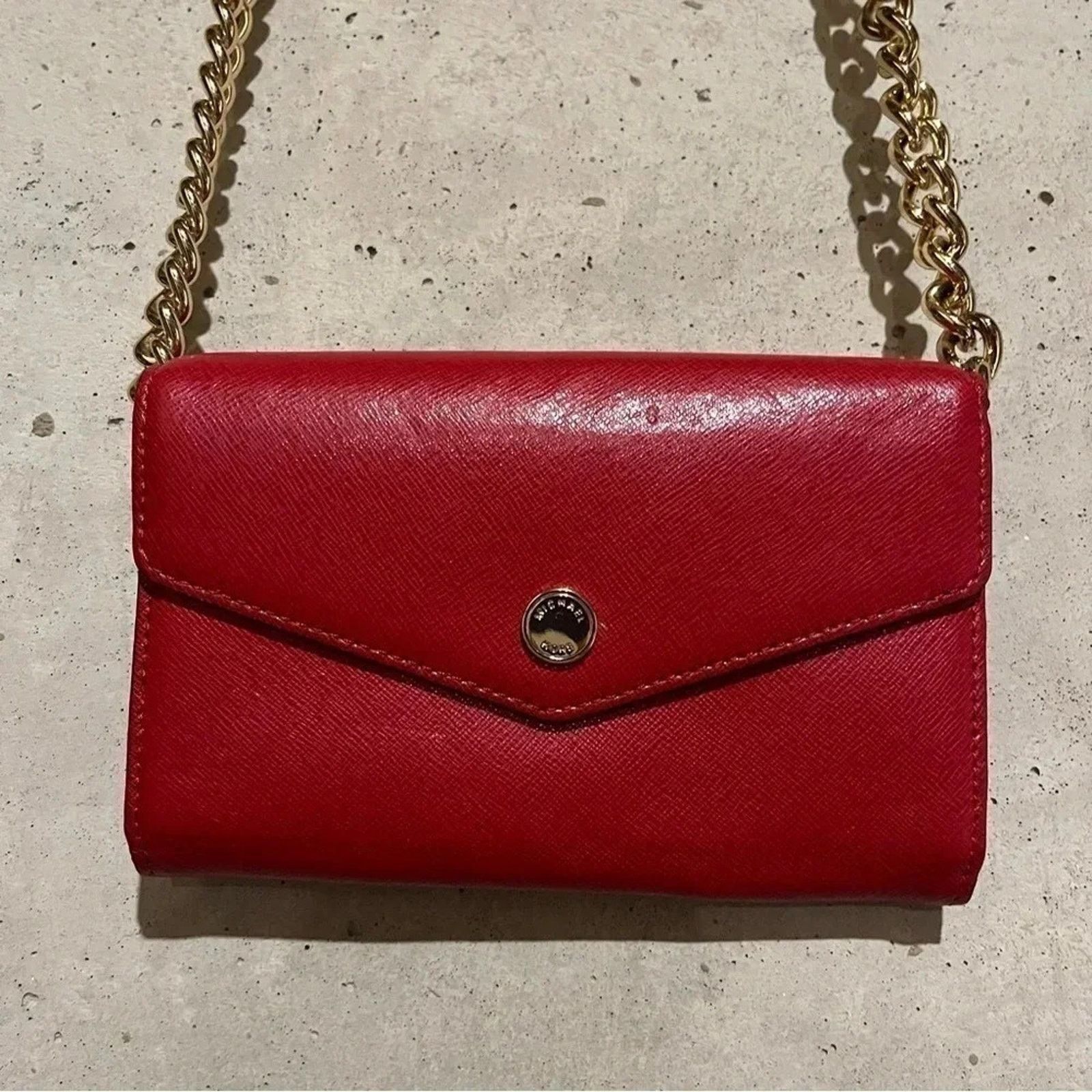 Michael Kors Michael Kors Cross Grain Leather Red Crossbody Chain Strap Size ONE SIZE - 1 Thumbnail