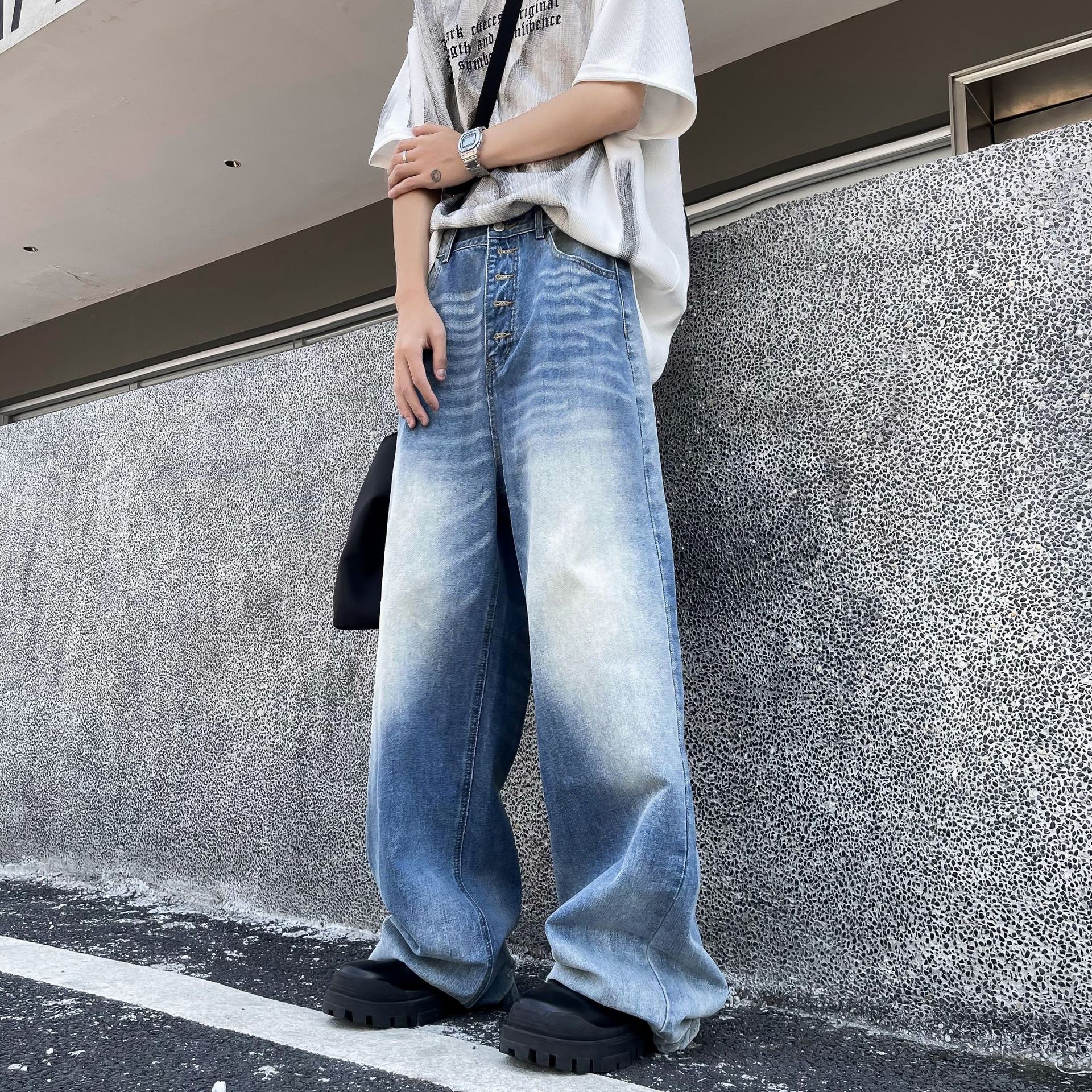 Japanese Brand × Jean Retro casual loose straight leg wide leg jeans Size US 32 / EU 48 - 4 Thumbnail