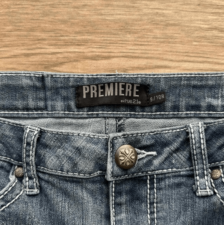 rue21 Y2K Premiere Rue 21 Cross Embroidered Denim Jeans Size 32" / US 10 / IT 46 - 4 Thumbnail