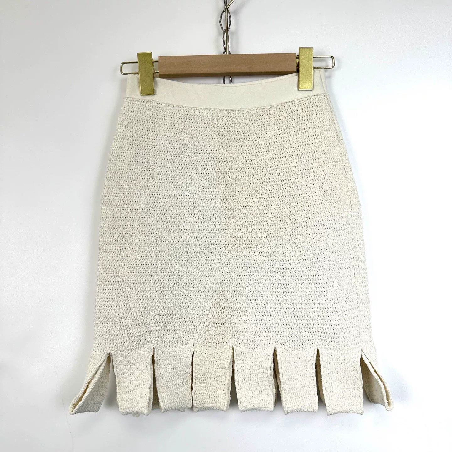 Bottega Veneta Bottega Venetta Beige Knit Pencil Skirt Size 34" / US 12 / IT 48 - 1 Thumbnail
