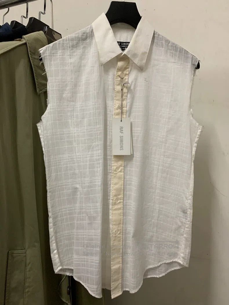 Raf Simons SS08 show style dark check sleeveless shirt
