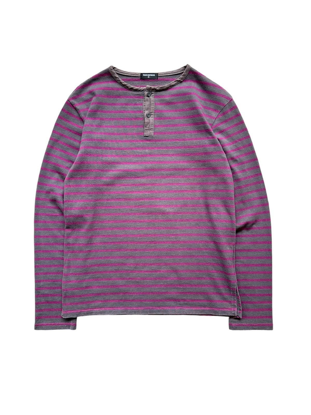 If Six Was Nine 00's Trans Continents - Striped Henley neck long sleeve Size US M / EU 48-50 / 2 - 1 Thumbnail