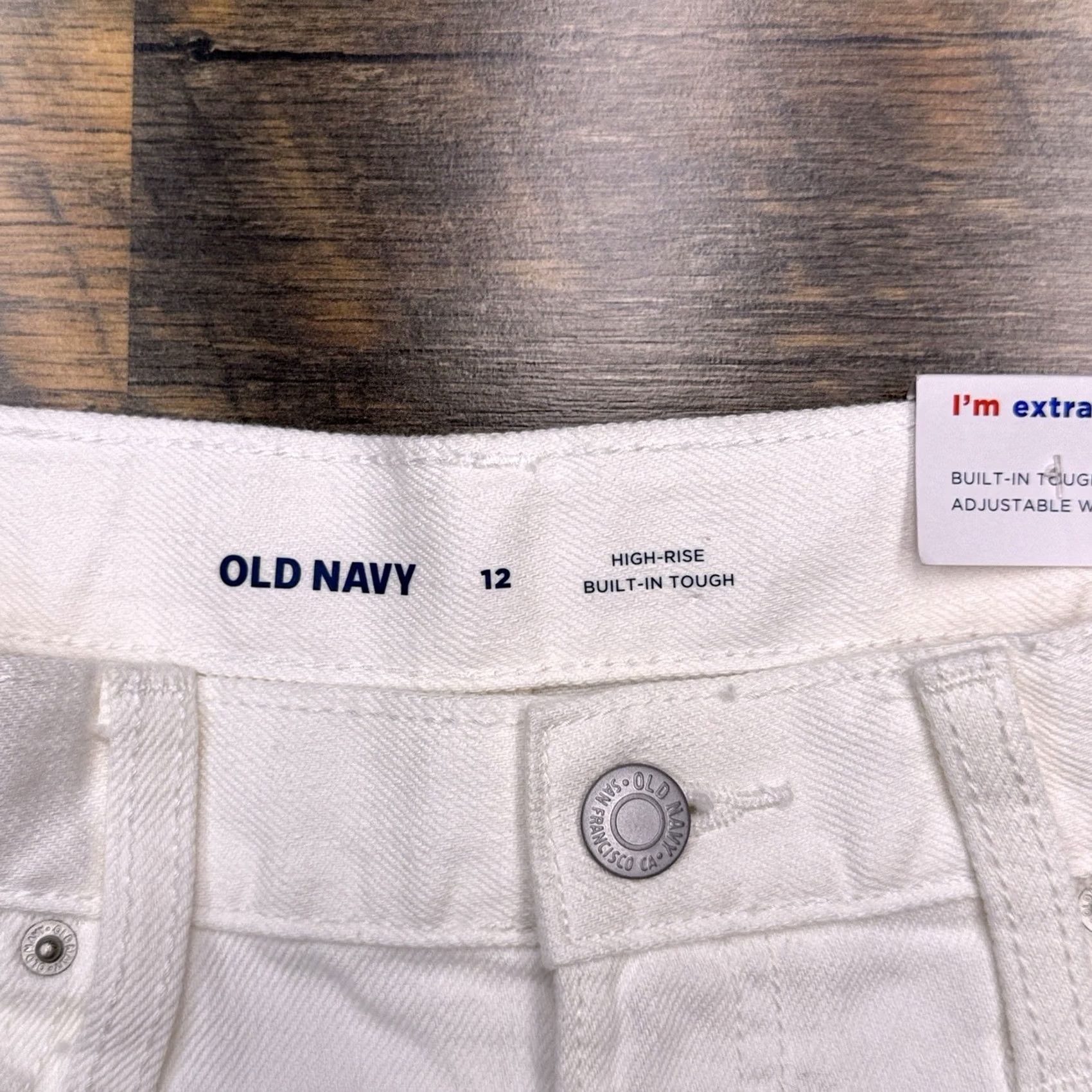 Old Navy Old Navy White Denim Short Shorts Womens 12 High Rise Cut-Off 5-Pocket Distressed Casual Summer 12 Womens Size 34" / US 12 / IT 48 - 4 Thumbnail