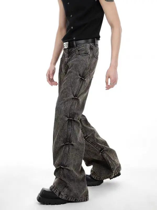 VIBE Vintage washed distressed micro-flared high-waisted jeans Size US 31 - 3 Thumbnail