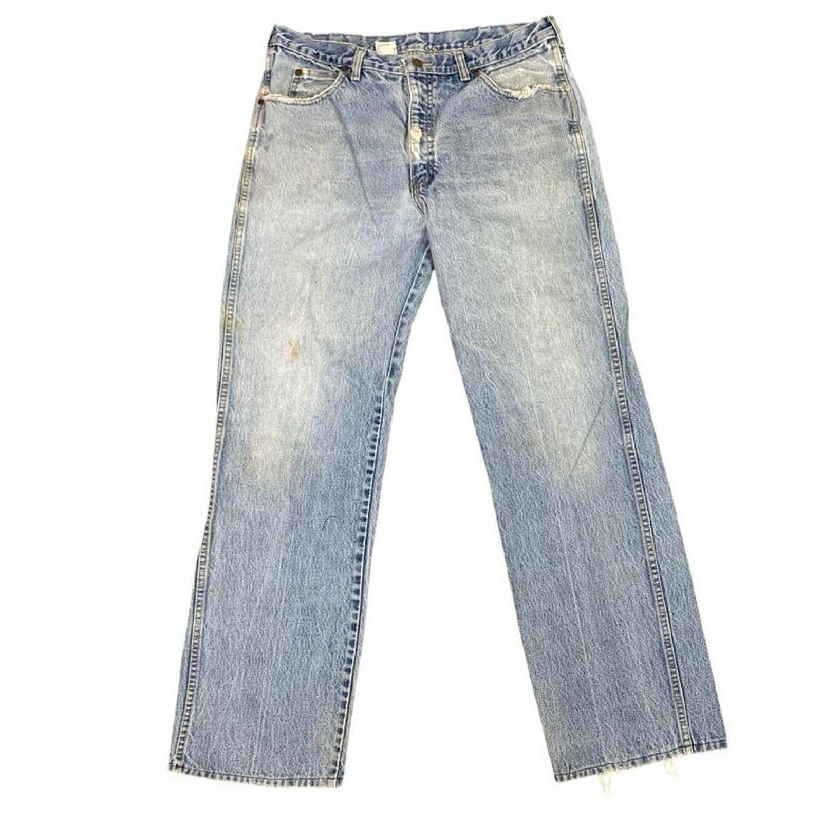 Calvin Klein × Vintage Vintage 90s Calvin Klein Distressed Stone Washed Blue Jeans Size 35" - 3 Thumbnail
