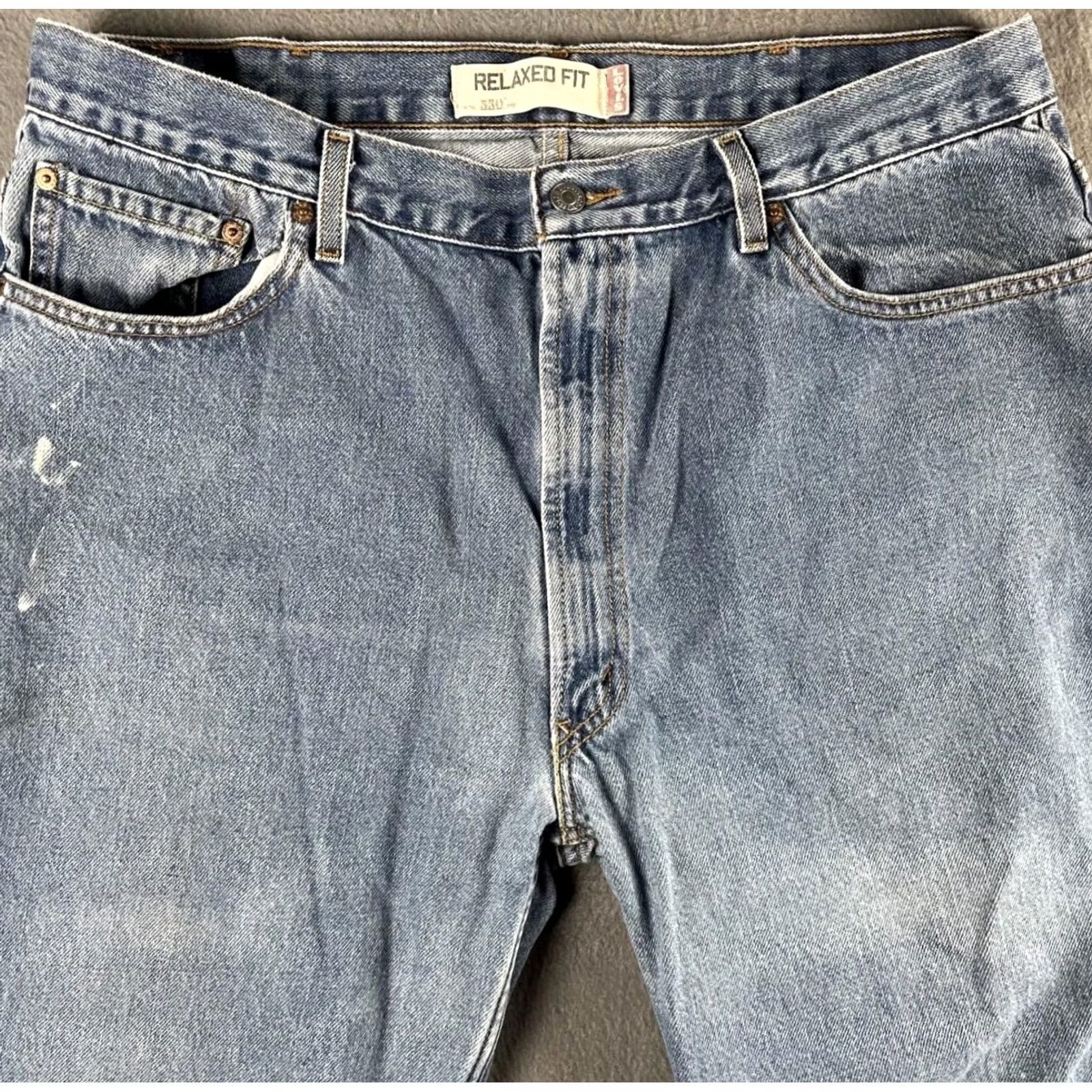 Levi's Levis 550 Jeans Mens 40x32 Blue Relaxed Fit Tapered Leg Denim Distressed Fade Size US 40 / EU 56 - 3 Thumbnail