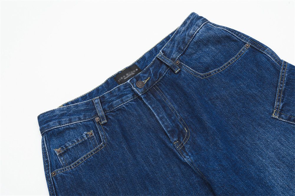Men's workwear high street patchwork scimitar loose jeans