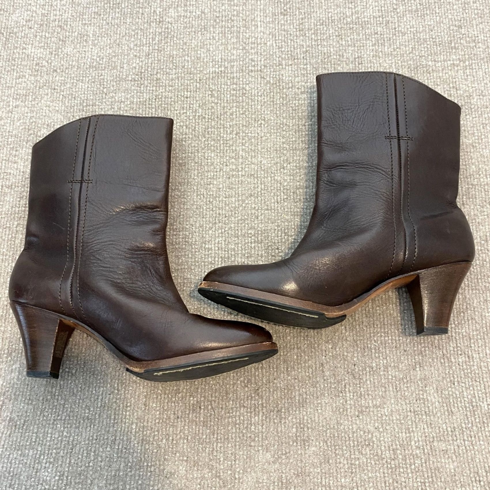 Frye Frye Boots Womens 8 Brown Leather Mid Calf Pull On Cone Heel Western 77083 Size US 8 / IT 38 - 4 Thumbnail