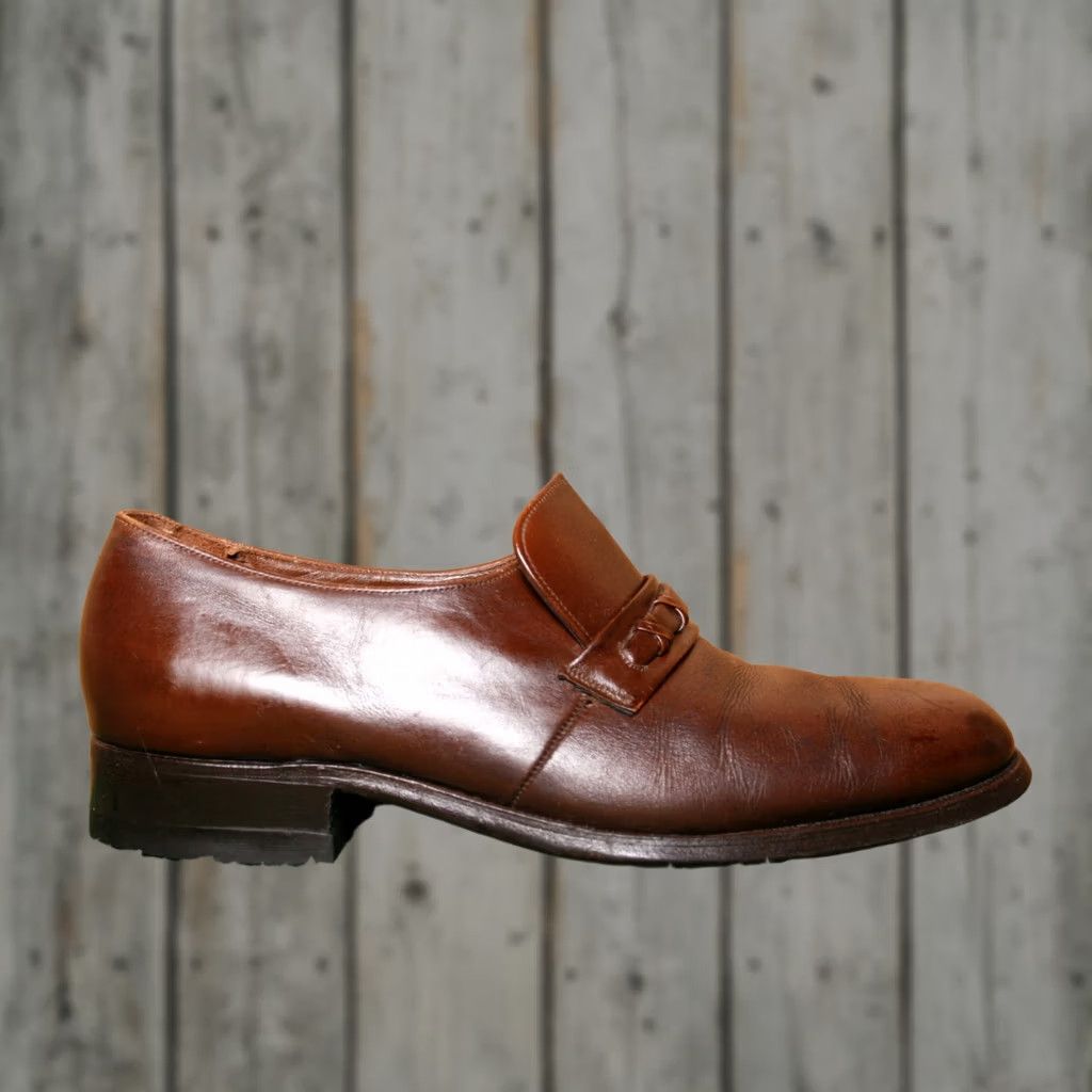 Florsheim VINTAGE Florsheim Brown Leather Loafers Mens Sz. 8E Dress Slip On Leather Upper 8 E Brown Loafer Mens Shoes Vintage 80s Size US 8 / EU 41 - 1 Thumbnail