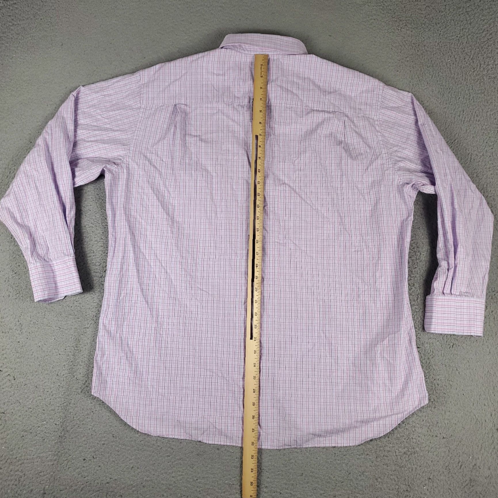 David Donahue David Donahue Dress Shirt Mens Size 18 Purple Blue Plaid Long Sleeve Button-Up Casual Workwear Size 48R - 3 Thumbnail