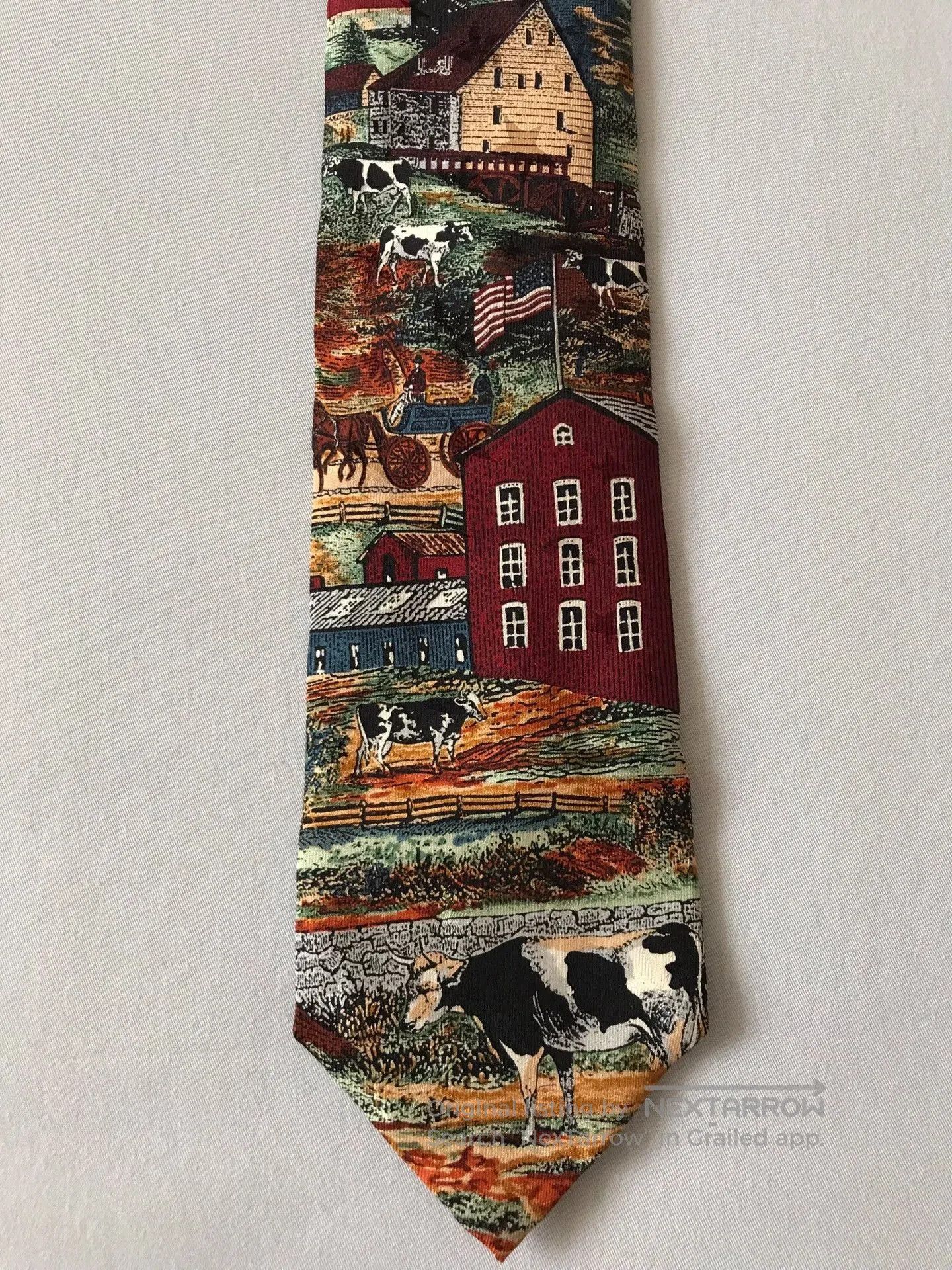 Vintage Vintage USA Oil Painting Silk Tie. Size ONE SIZE - 2 Thumbnail