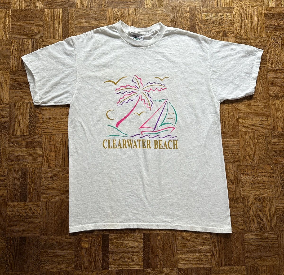 Vintage Vintage 90s Clearwater Beach Art Vacation Graphic Tee Size US XL / EU 56 / 4 - 1 Thumbnail