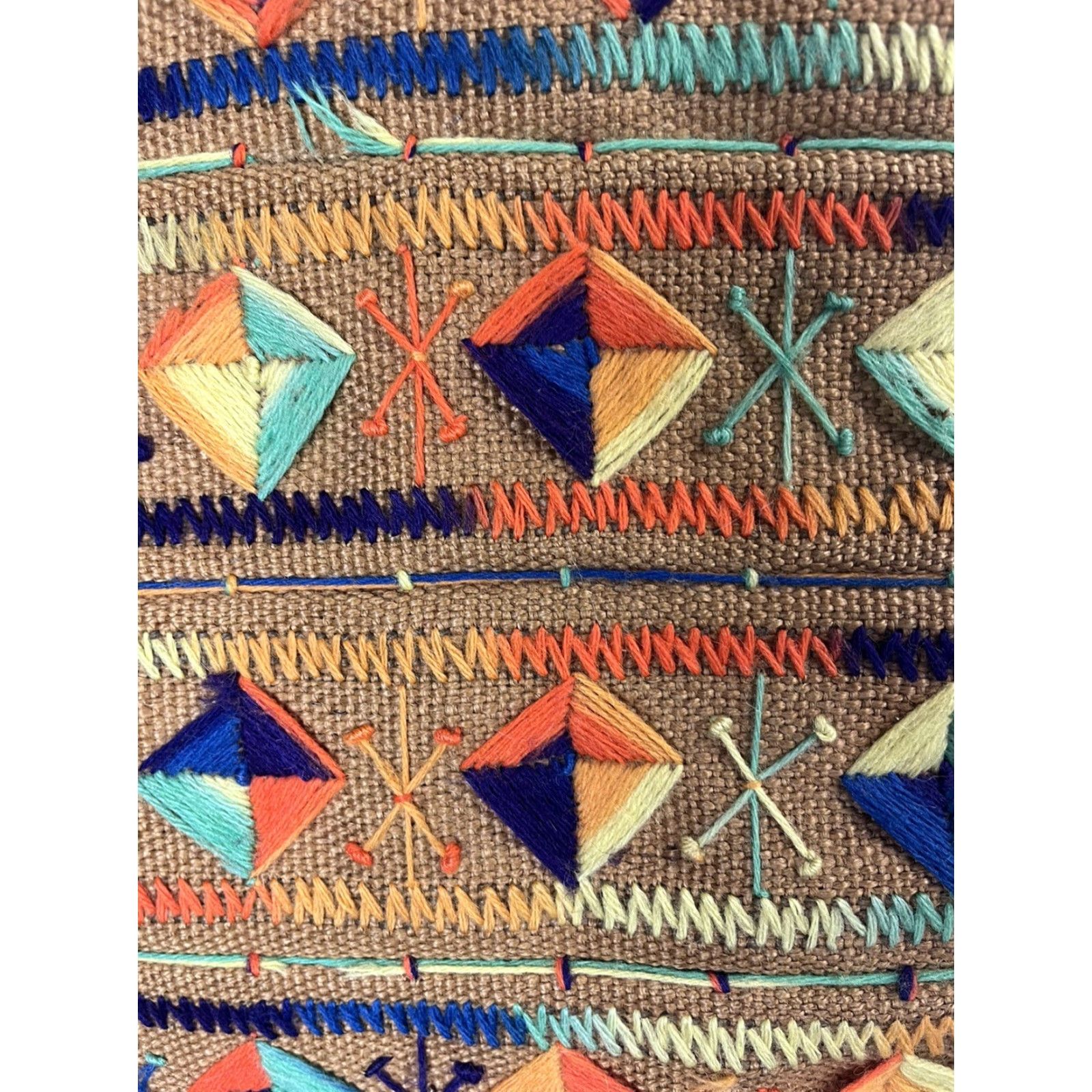 Vintage Vintage 70’s Boho Hippie Purse Bag Embroidered Bakelite Style Handles GUC Size ONE SIZE - 3 Thumbnail