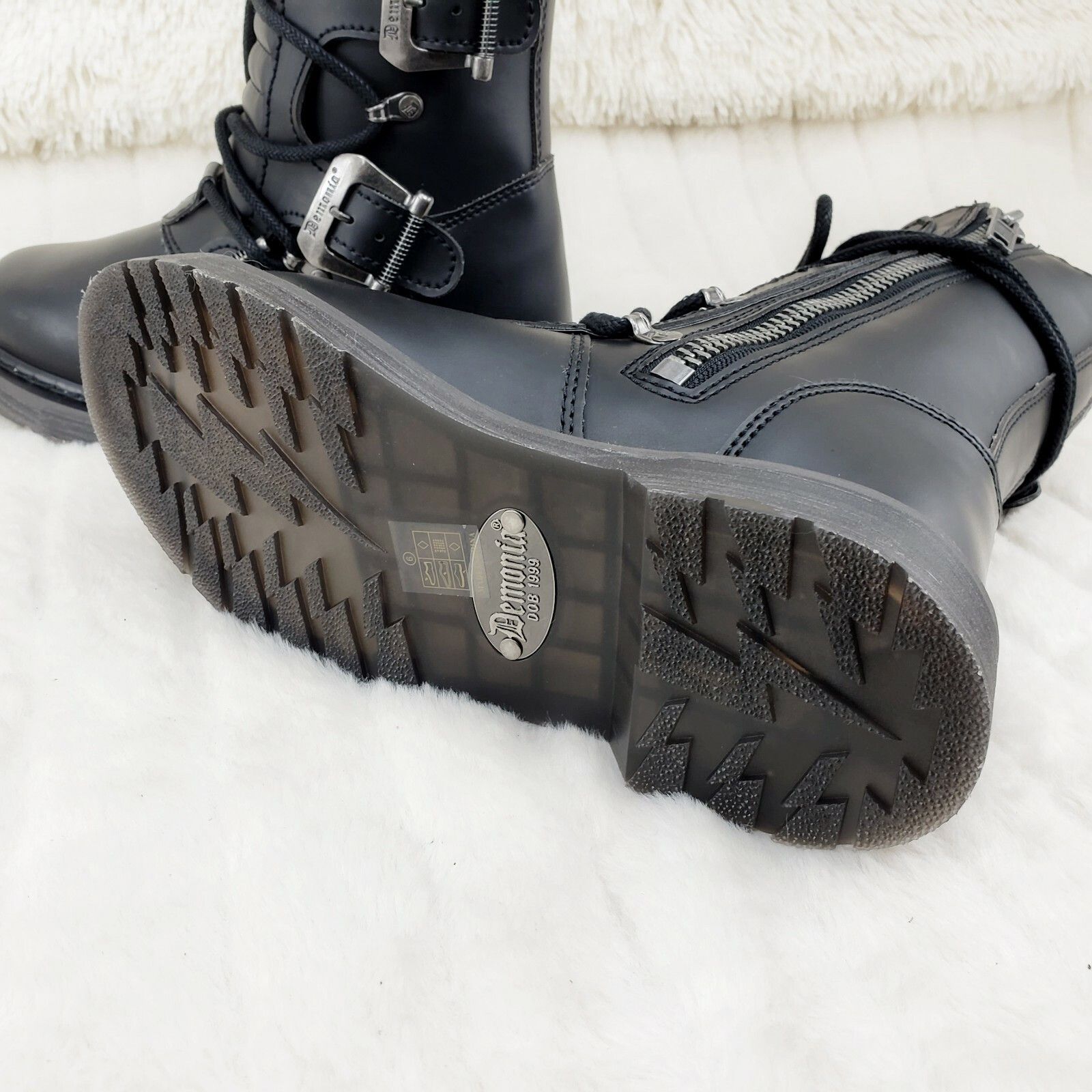 Other DEMONIA Bolt 265 Goth Combat Biker Ankle Boots Black Matte M Size US 13 / EU 46 - 3 Thumbnail