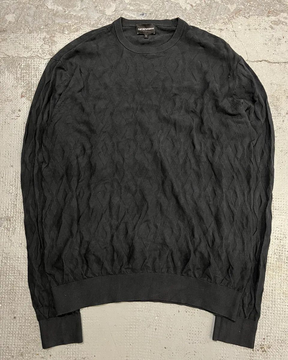 Emporio Armani SS2020 Emporio Armani Black Diamond Pattern Sweater Size US L / EU 52-54 / 3 - 1 Thumbnail