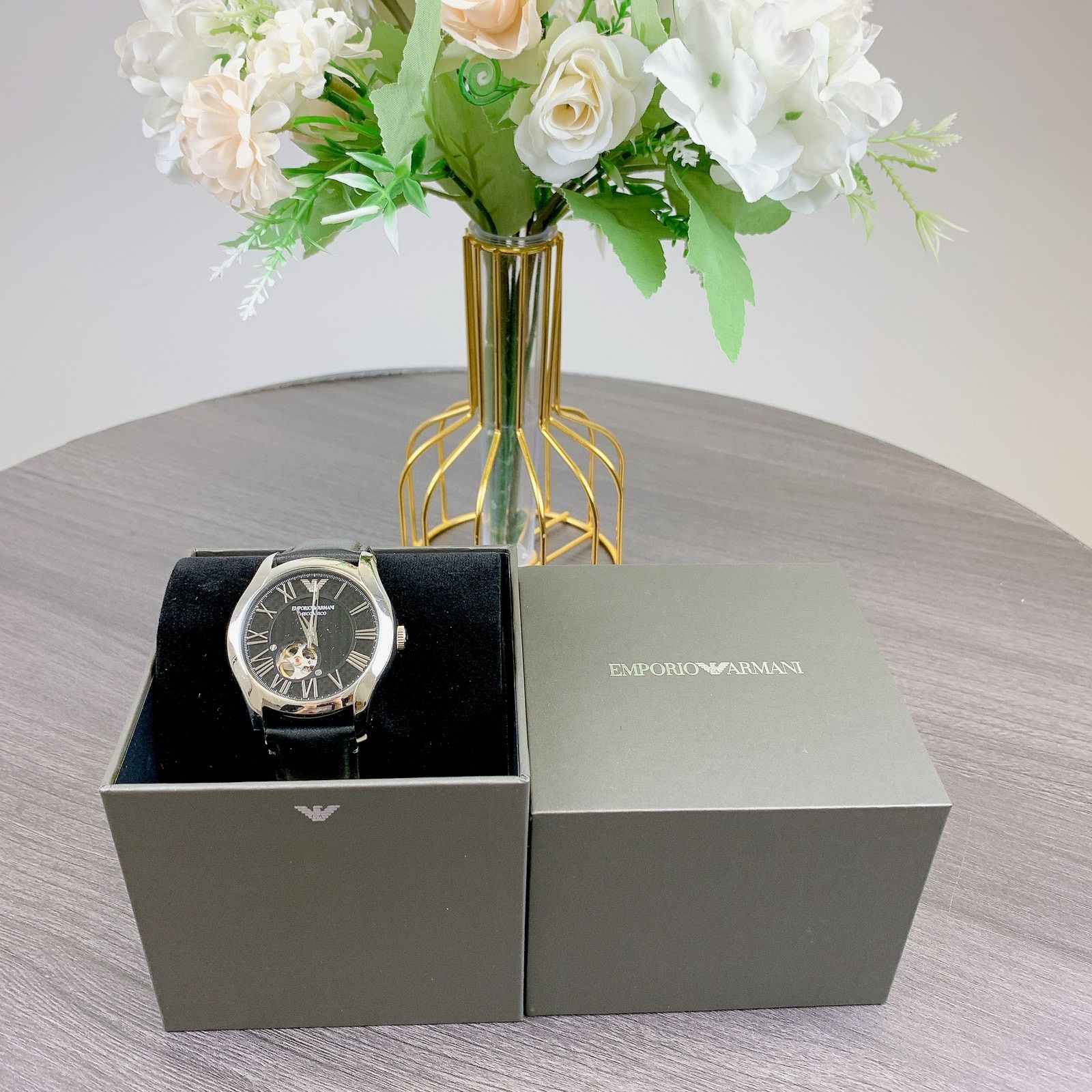 Emporio Armani Emporio Armani AR60016 Automatic Black Leather Watch Size ONE SIZE - 4 Thumbnail