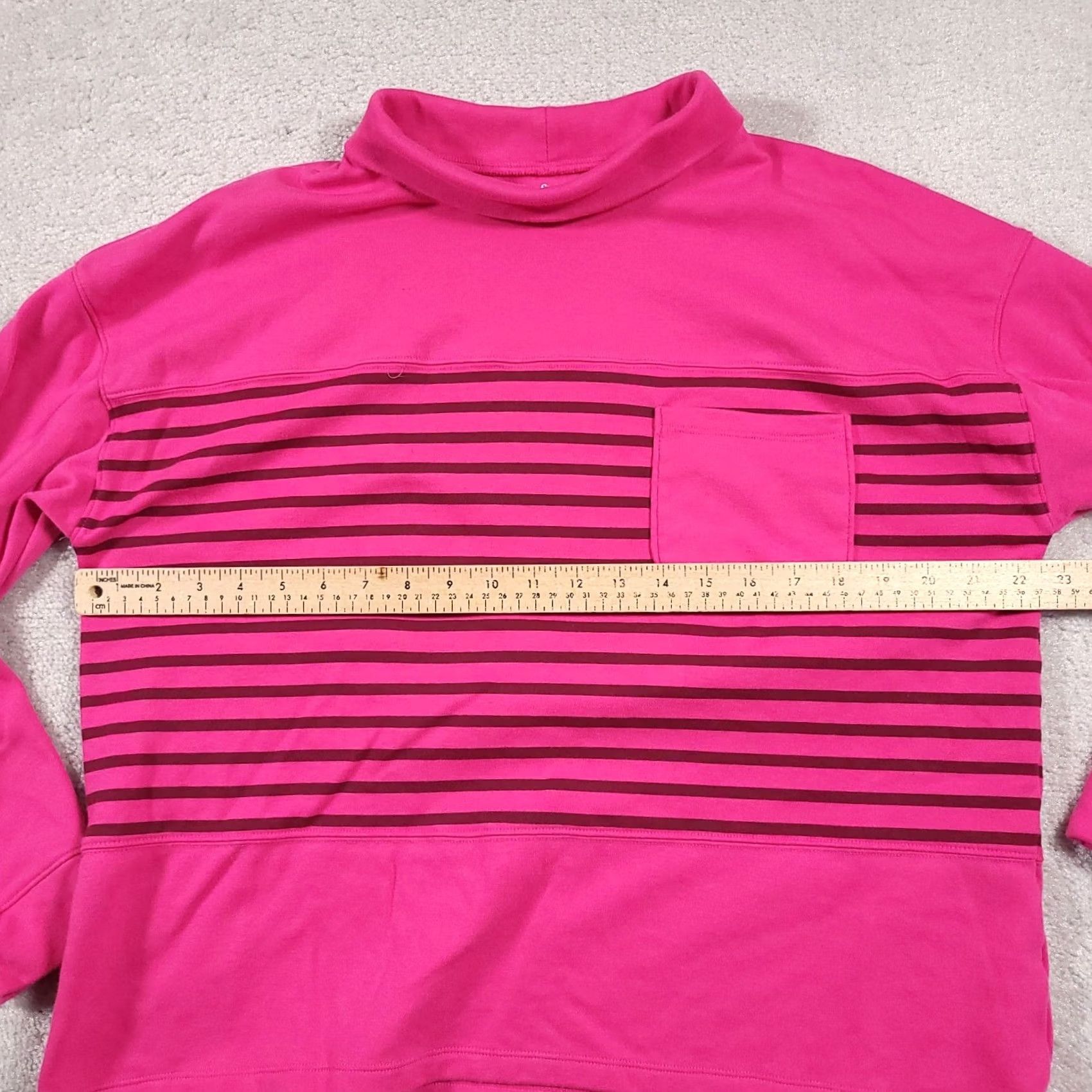 Croft & Barrow VINTAGE Croft Barrow Turtleneck Sweater Sweatshirt Women XL Pink Stripe Pocket Cardigan Size XL / US 12-14 / IT 48-50 - 6 Thumbnail