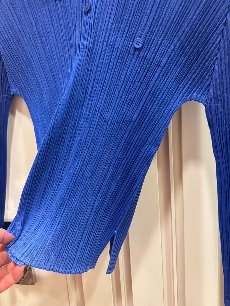 Issey Miyake Issey Miyake size:3 Blue pleated long-sleeved shirt Size M / US 6-8 / IT 42-44 - 3 Thumbnail