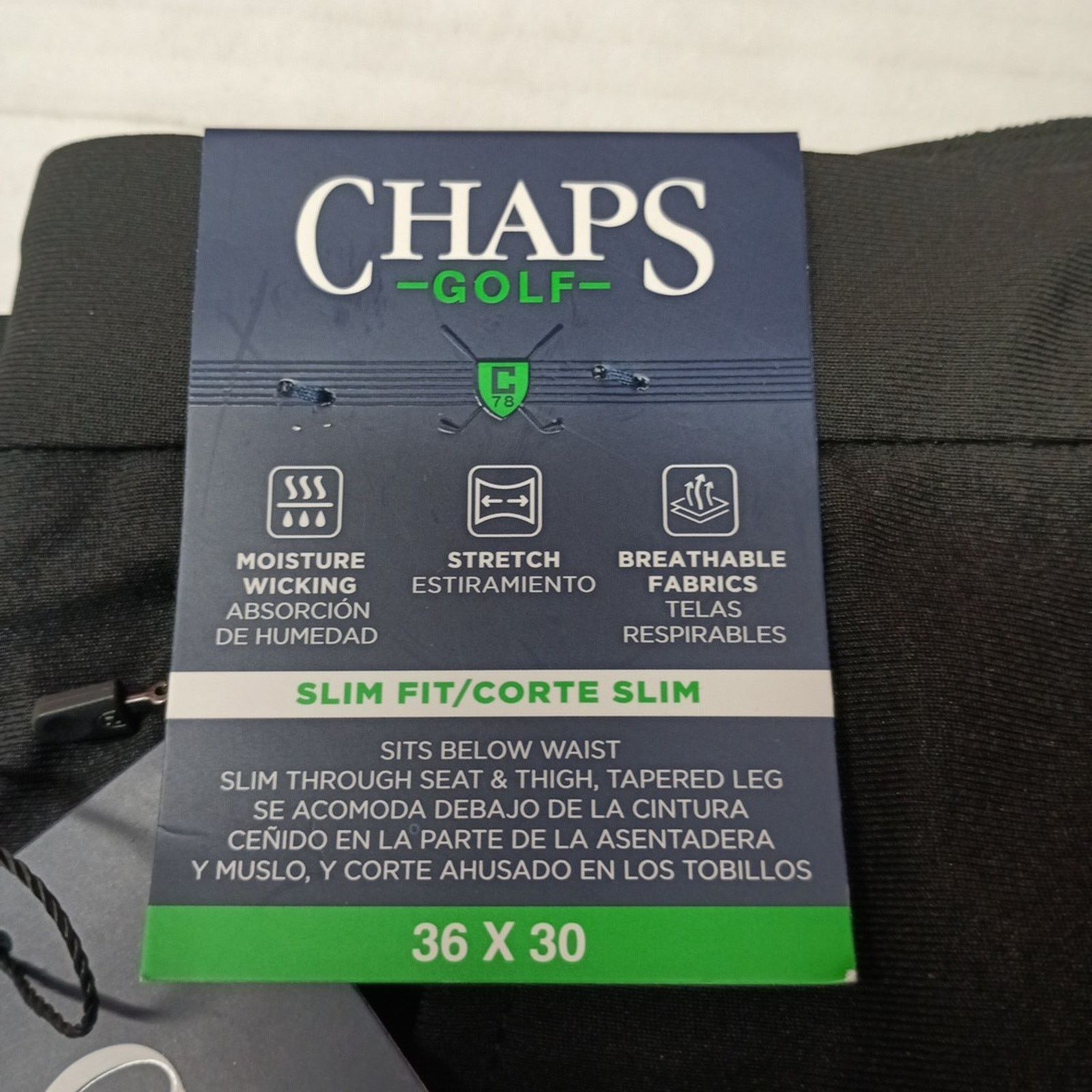 Chaps Chaps Golf Slim Fit Pants Mens 36x30 Black Stretch Waistband Size US 36 / EU 52 - 2 Thumbnail