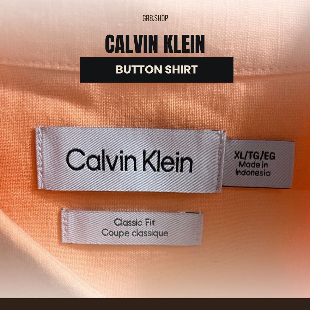 Calvin Klein Calvin Klein Mens XL Classic Fit Button Shirt Orange Made In Size US XL / EU 56 / 4 - 1 Thumbnail