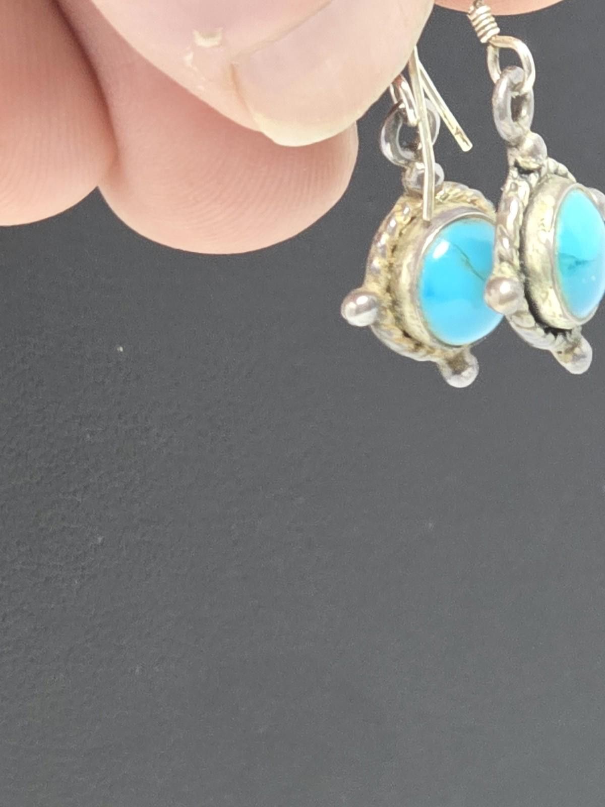 Sterling Silver ​Vtg STERLING Silver Turquoise Dangle Earrings Size ONE SIZE - 6 Thumbnail