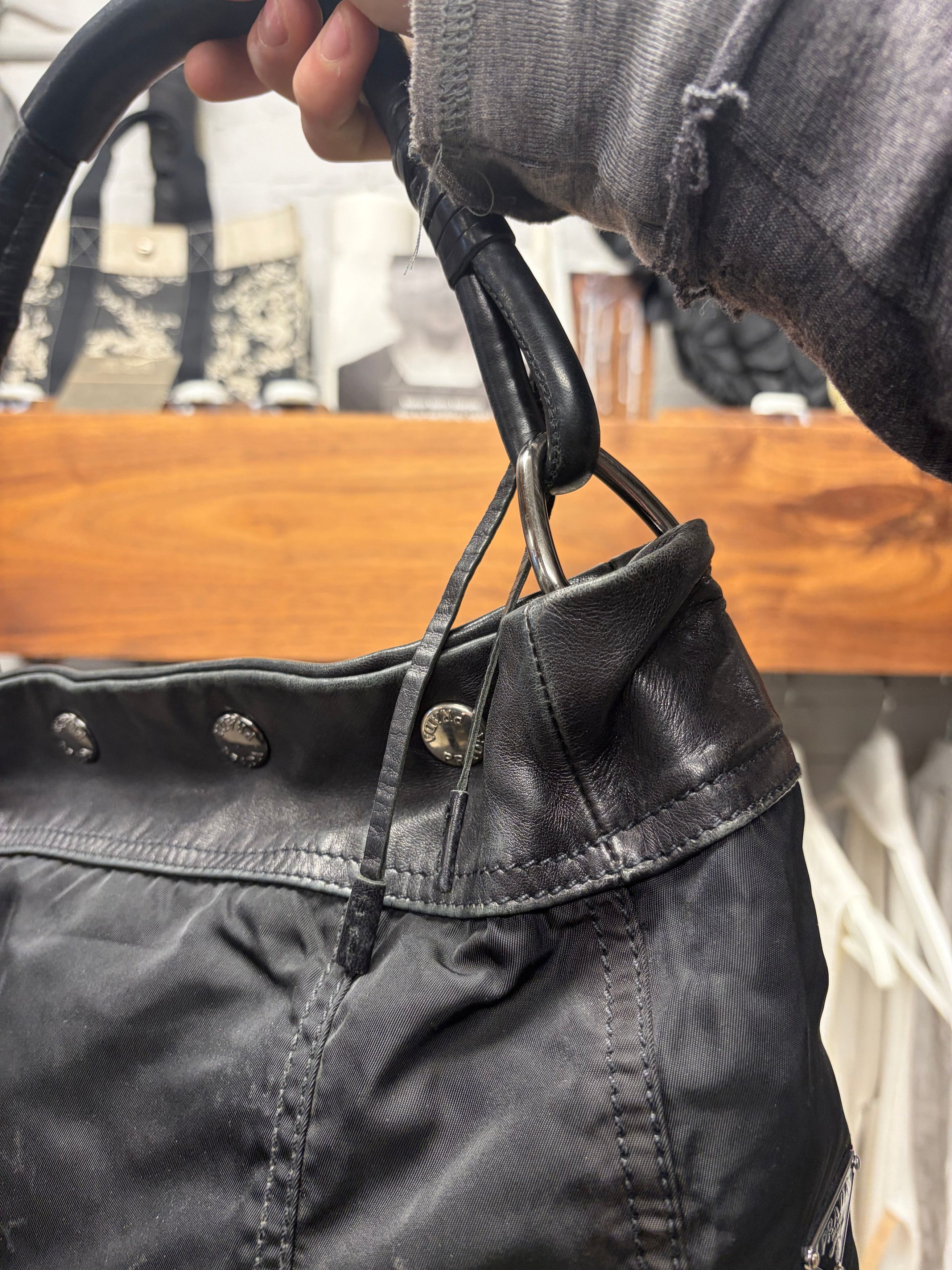 Prada Prada ‘Tessuto’ Black Nylon/Leather ‘Half-Moon’ Hobo Bag Size ONE SIZE - 2 Thumbnail