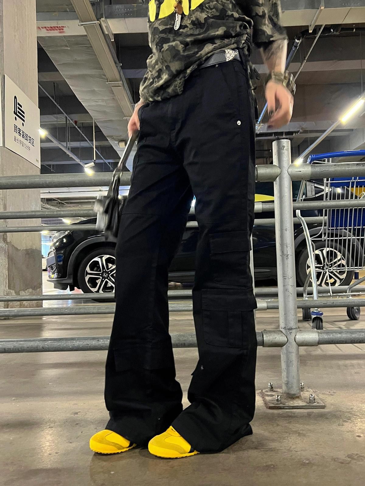 Flare Multi Pocket Cargo Pants Stacked Pants / Trousers