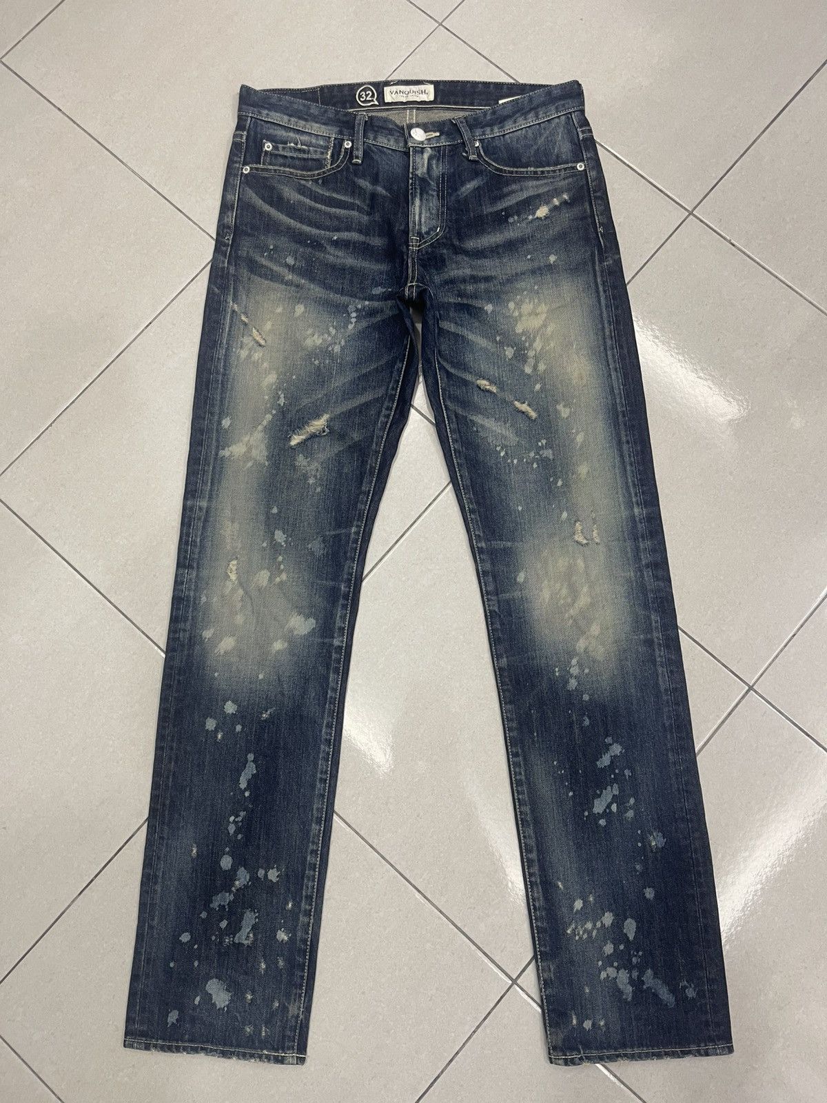 Vanquish Vanquish "Hello World" Paint Splatter Distressed Denim Size US 32 / EU 48 - 1 Thumbnail