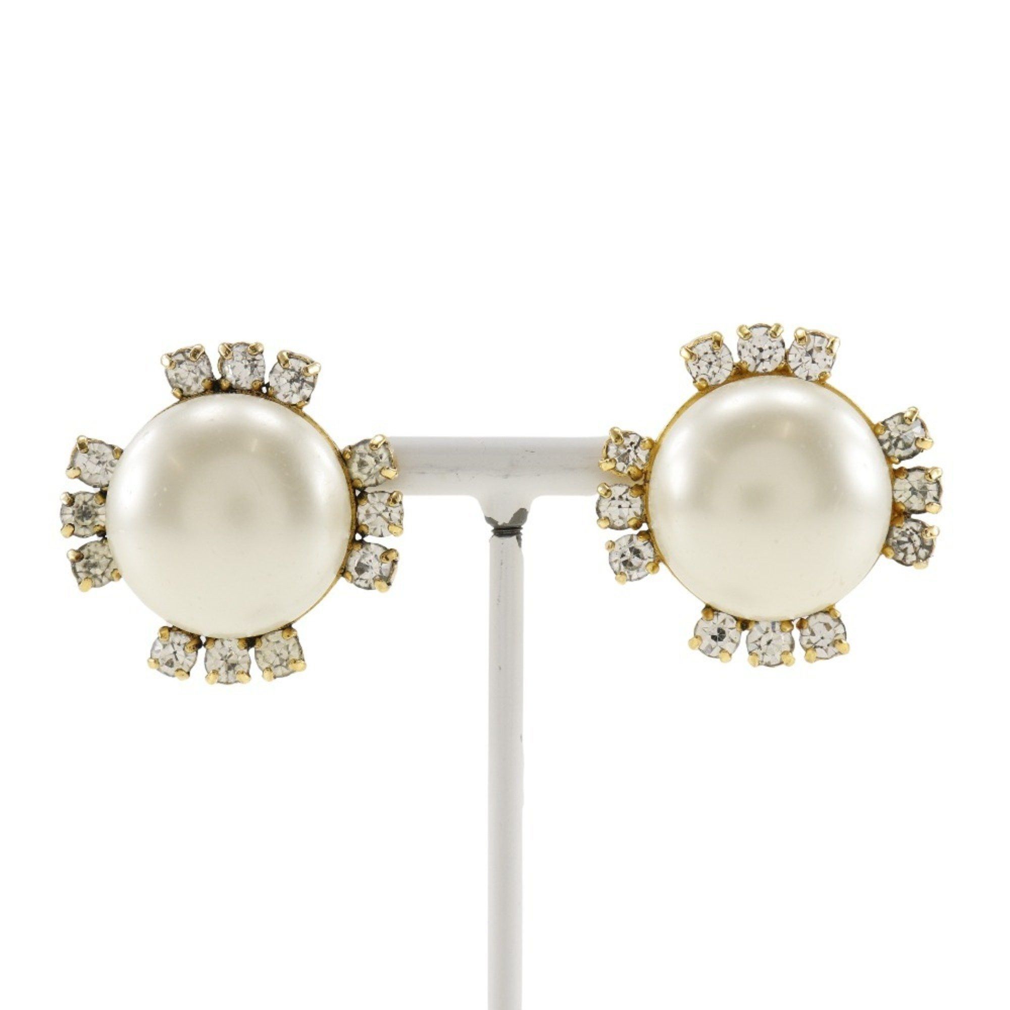 Chanel CHANEL Earrings Gold Plated x Fake Pearls Rhinestones Approx. 25.6g Women's Size ONE SIZE - 1 Thumbnail