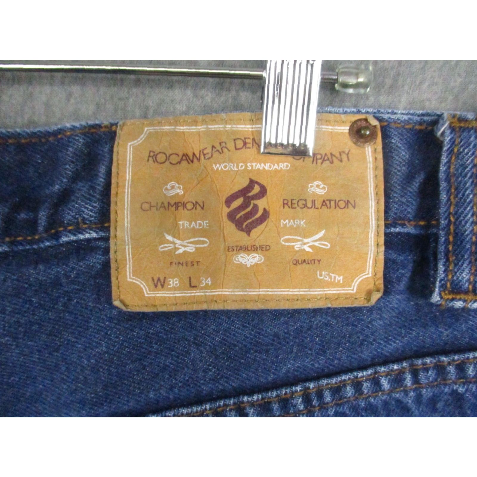 Rocawear VINTAGE Rocawear Jeans Men 38x32 Baggy Loose Fit Blue Wash Denim Wide Leg Distressed Logo 5-Pocket Mens Jeans Size US 38 / EU 54 - 4 Thumbnail