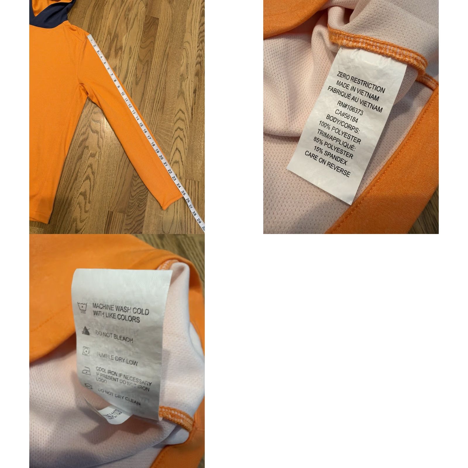 Vintage Zero Restriction Pullover Hoodie Mens S Orange Lightweight Breathable Moisture Wicking Golf Sports Athleisure Size US S / EU 44-46 / 1 - 8 Thumbnail