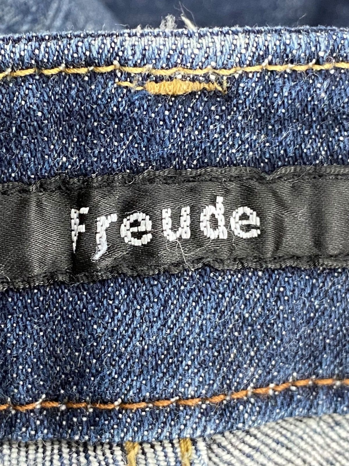 Japanese Brand Freudo Blue Wash Whiskered Style Straight Leg Jeans Size US 33 - 10 Thumbnail