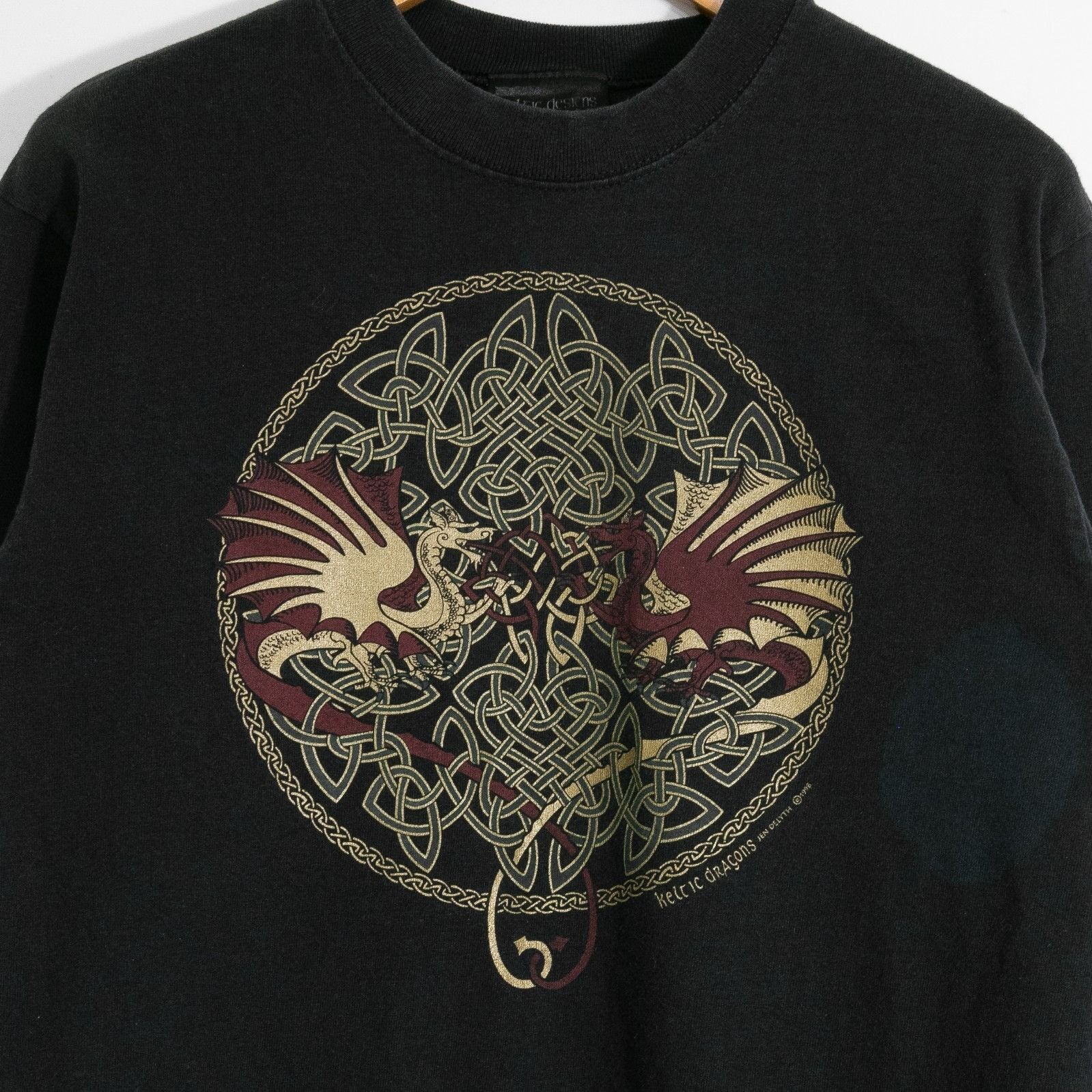 Vintage Vintage 90s Celtic Dragons Irish Art Drawing T Shirt Medium Size US M / EU 48-50 / 2 - 3 Thumbnail