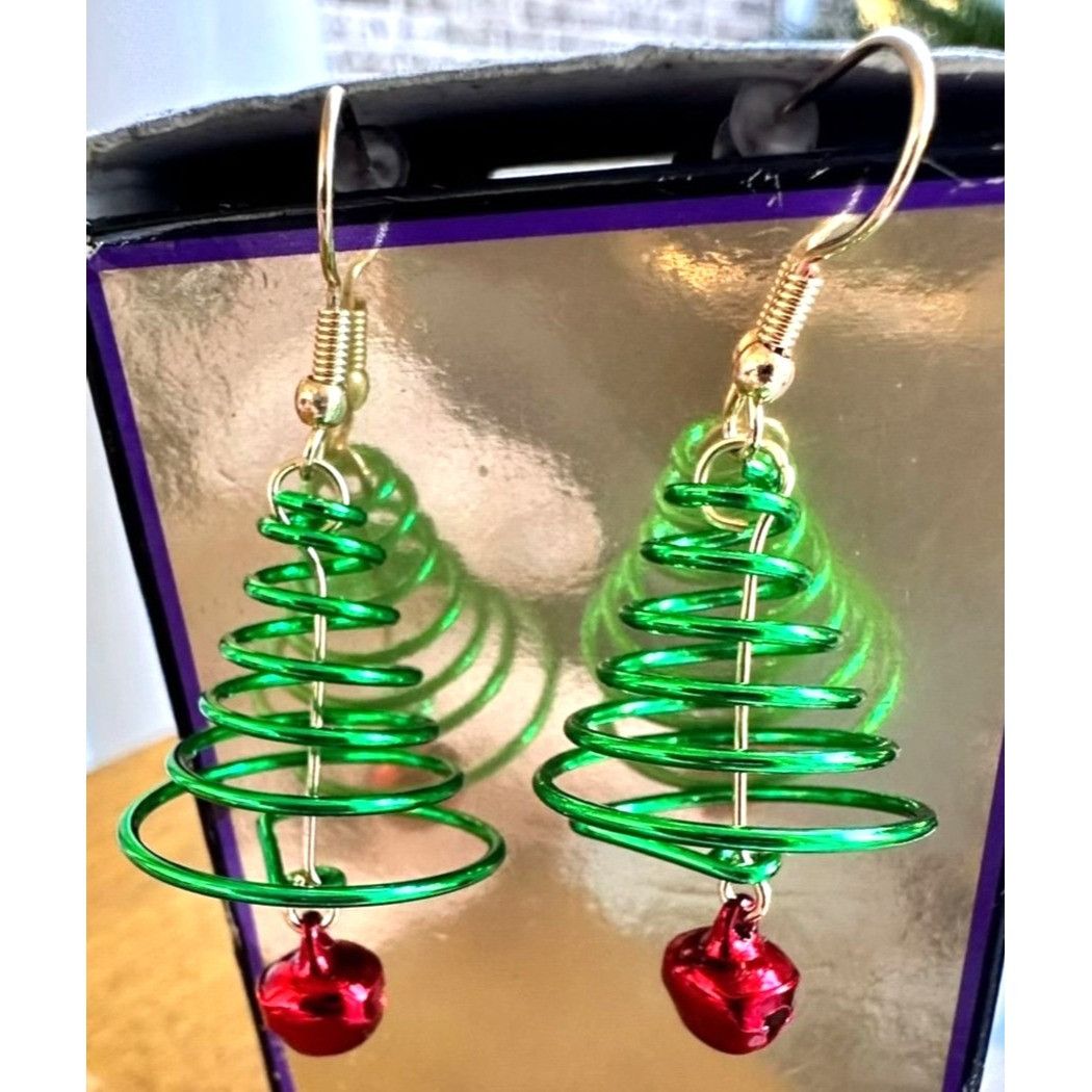 Handmade Christmas Tree Earrings Jingle Bells New Dangle Hooks Size ONE SIZE - 1 Thumbnail