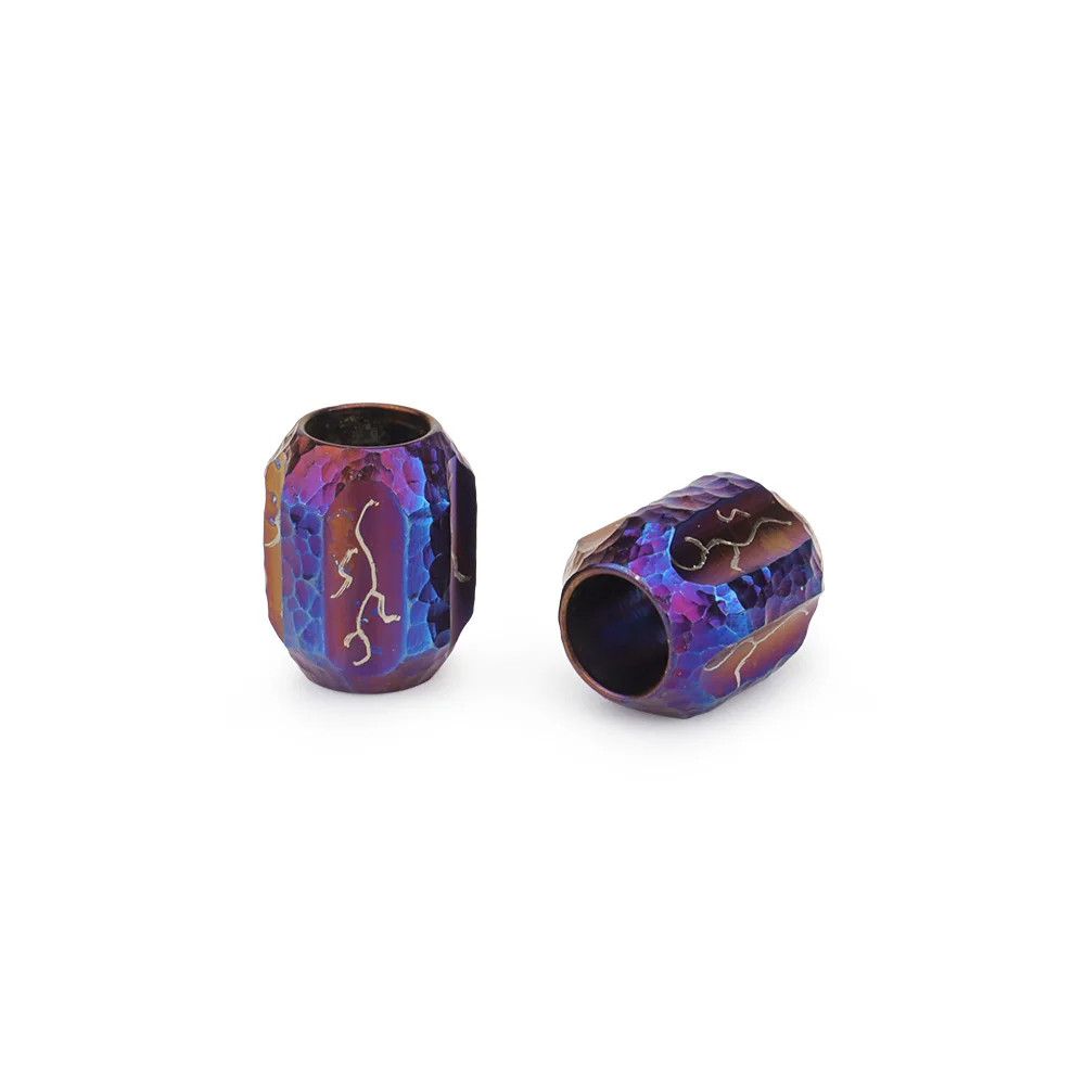 Handmade Crater Engraving Titanium Knife Beads Paracord Bead Size ONE SIZE - 3 Thumbnail