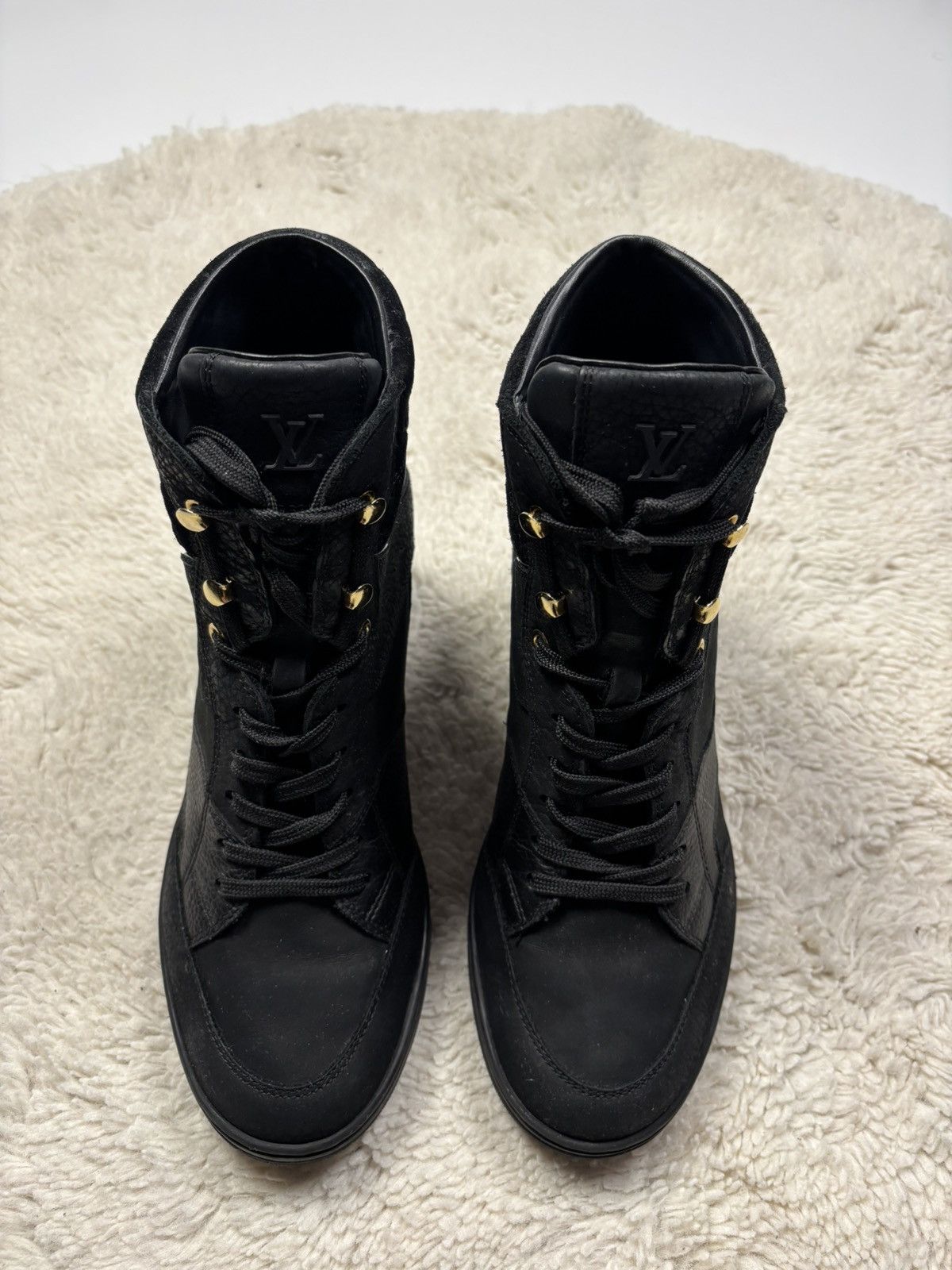 Louis Vuitton Louis Vuitton Leather Suede Cliff Top Wedge Sneakers Rare Size US 8 / IT 38 - 5 Thumbnail