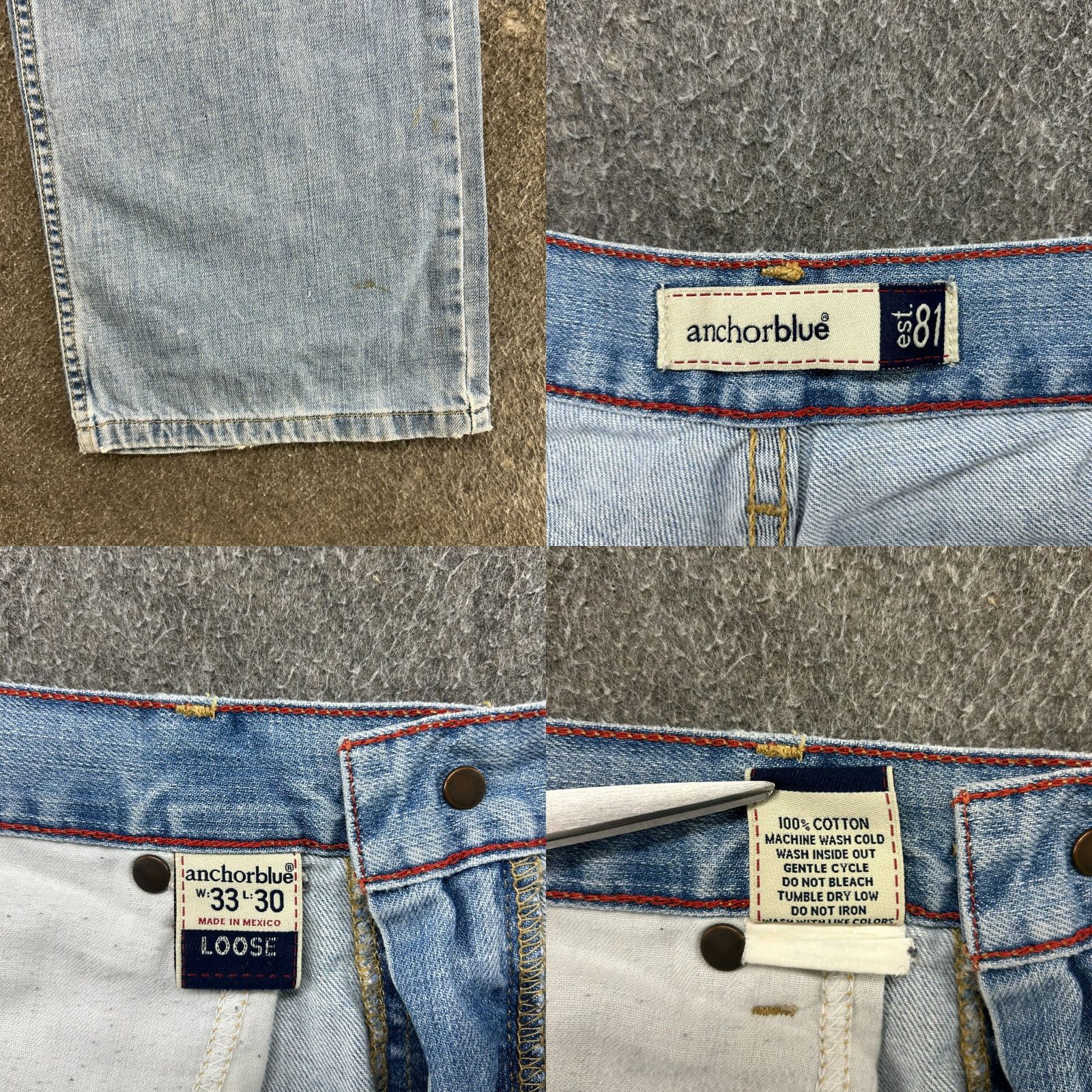 Anchor Blue VINTAGE Anchor Blue Jeans Mens 33x30 Blue Jeans Relaxed 90s Grunge Light Wash Cotton Denim Baggy 5-Pocket Design, 30 In Inseam Mens, Regular, Blue Size US 33 - 9 Thumbnail