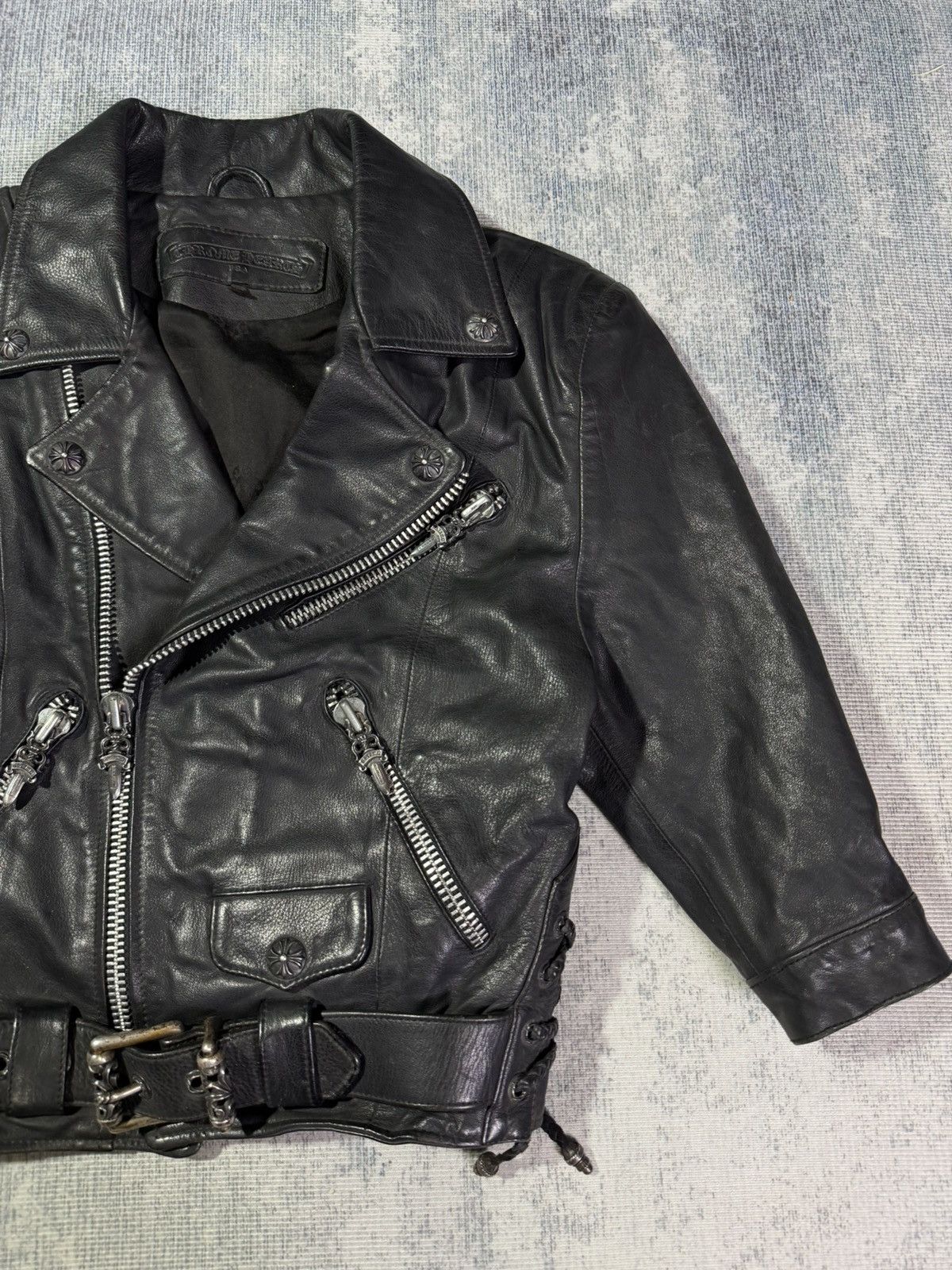 Chrome Hearts Chrome Hearts - Big Cross Belted Leather Biker Jacket Size US S / EU 44-46 / 1 - 6 Thumbnail