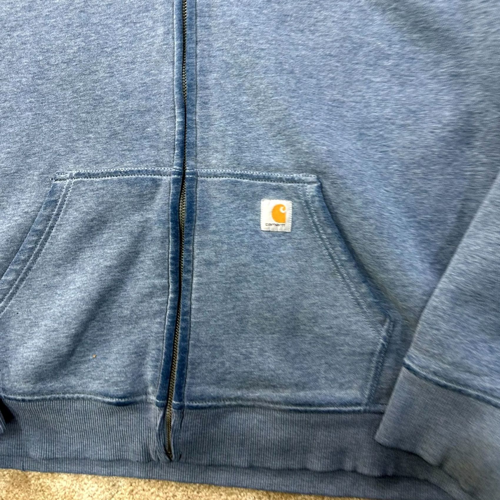 Carhartt VINTAGE Carhartt Hoodie Womens 2XL Hooded Sweatshirt Blue Workwear distressed Size XXL / US 16-18 / IT 52-54 - 2 Thumbnail