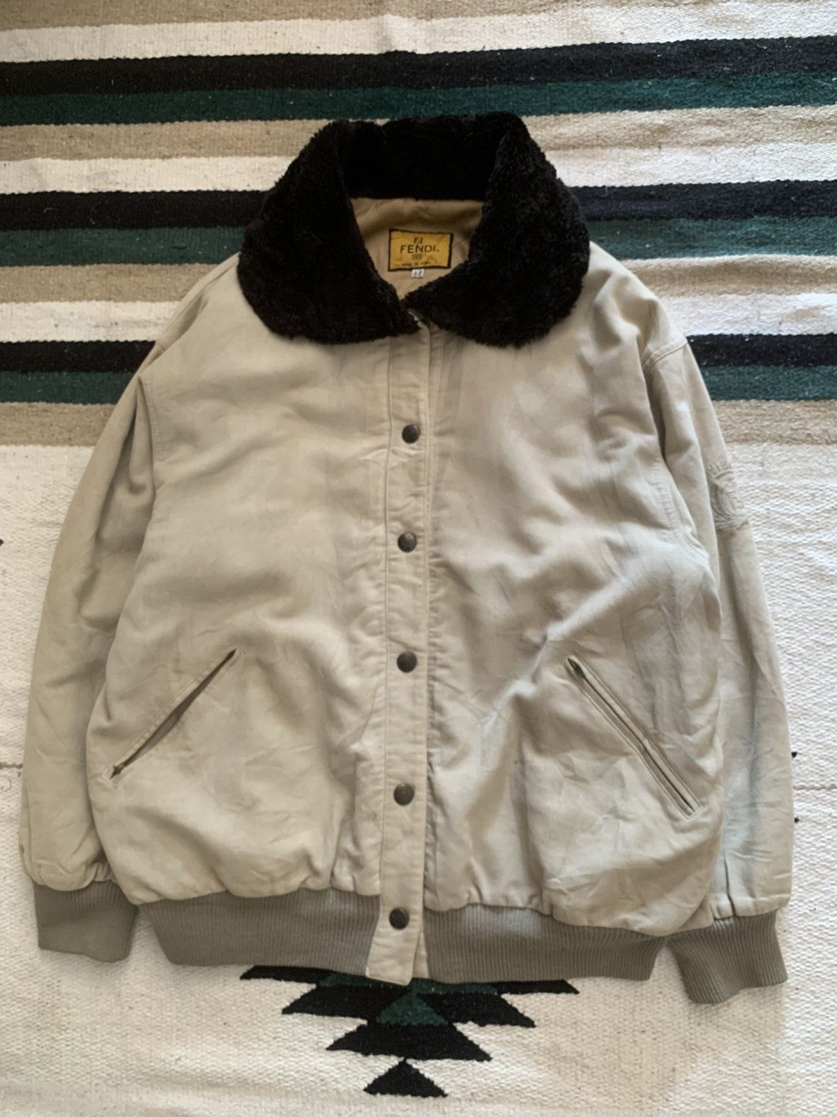 Fendi × Fragment Design ⚡️RARE⚡️Vintage 70s Fendi Varsity Bomber jacket Letterman Size US L / EU 52-54 / 3 - 1 Thumbnail