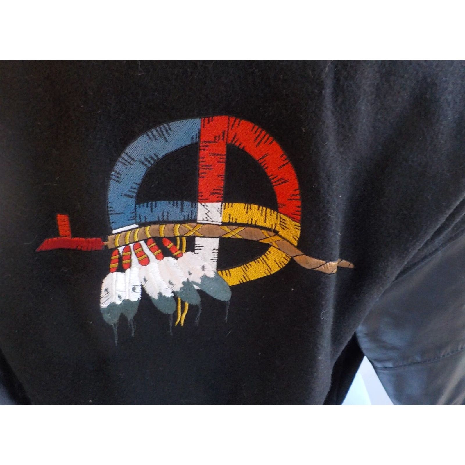 Vintage Heavy Duty Leather Co. Varsity Style Jacket w/Logo Black Leather/Wool SZ LG Mens Jacket Size US L / EU 52-54 / 3 - 7 Thumbnail