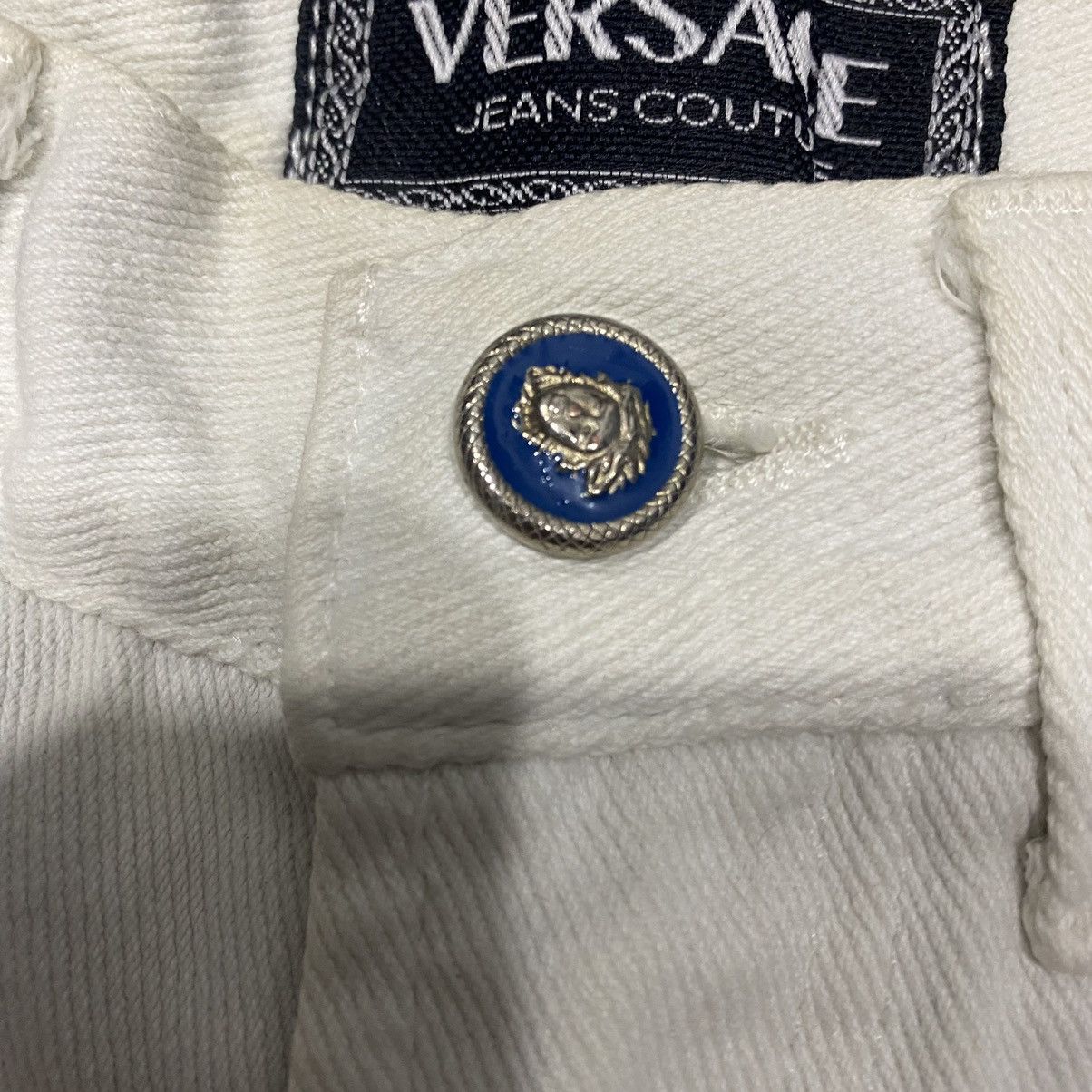 Versace × Versace Jeans Couture Sick☠️ Versace White Denim Jeans 90s Size US 29 - 8 Thumbnail