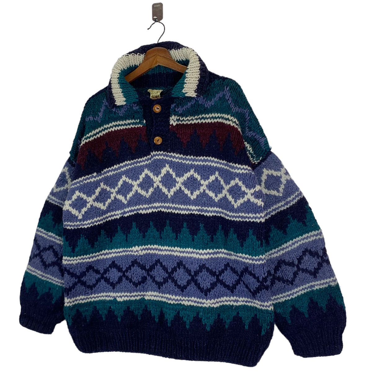 Vintage Vintage 70s Woolies Hunting Cable Knit Sweater Size US L / EU 52-54 / 3 - 2 Thumbnail