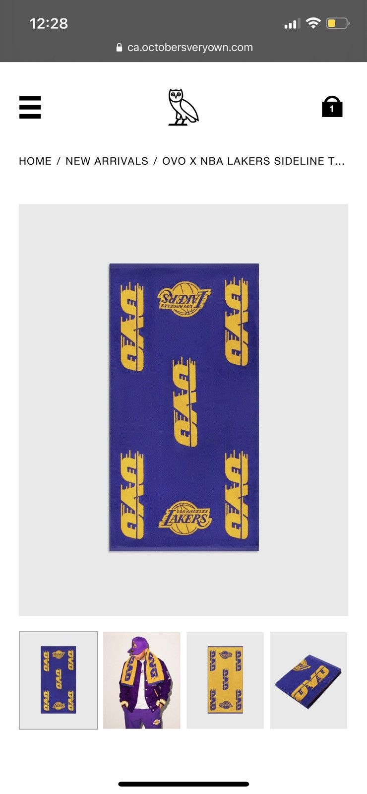 NBA × October's Very Own OVO x NBA towel lakers 2021 Size ONE SIZE - 6 Thumbnail